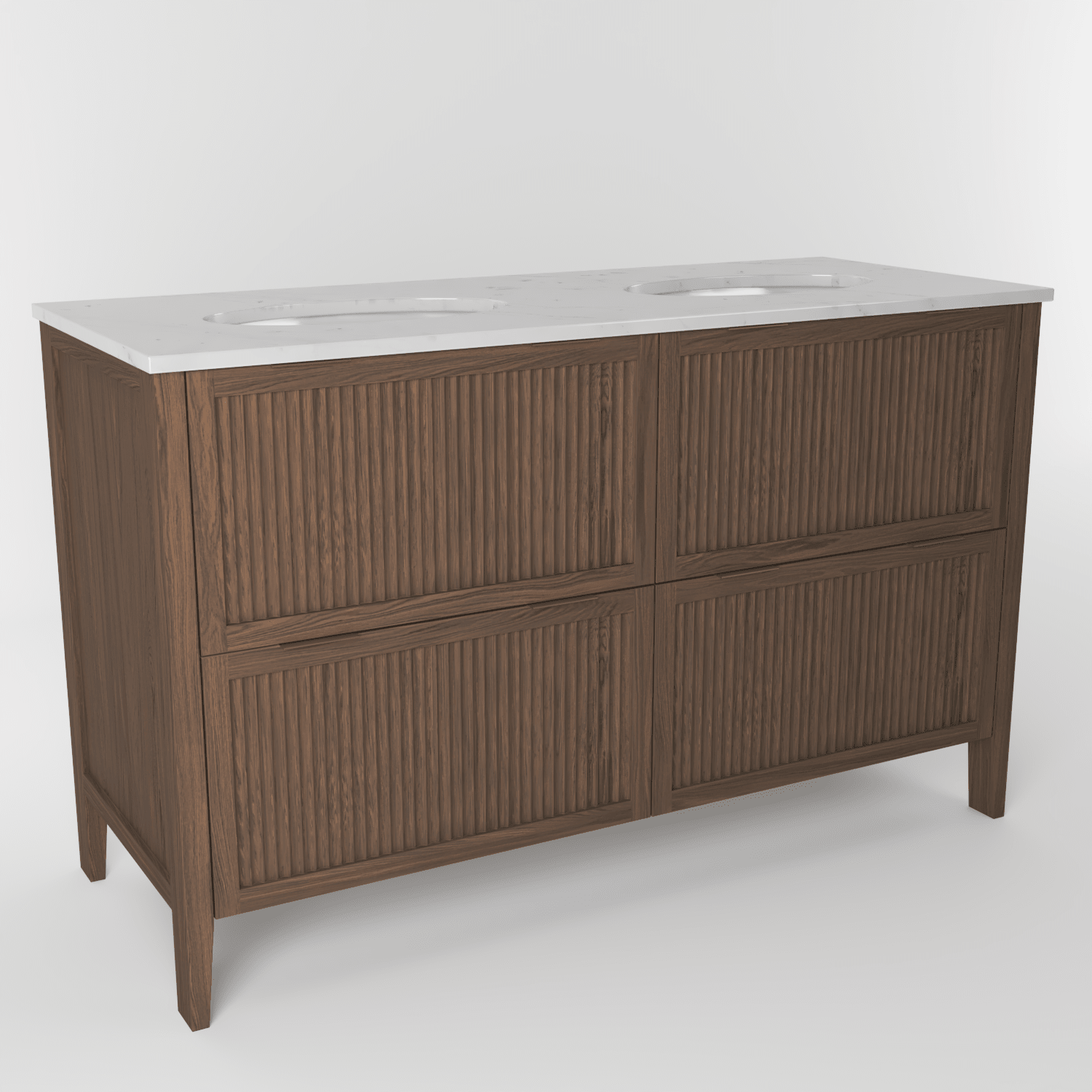 The Clifton | Undermounted | Oak Fluted Double Vanity 1400mm | Chocolate - Mockridge Design