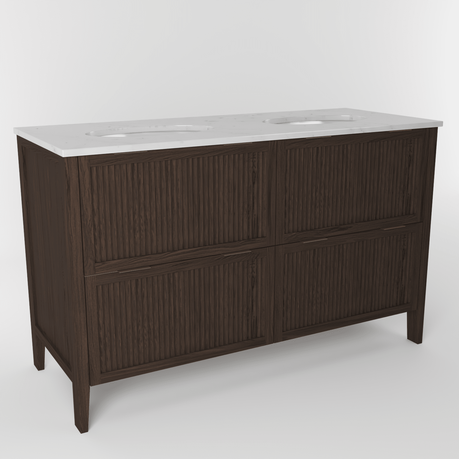 The Clifton | Undermounted | Oak Fluted Double Vanity 1400mm | Dark Roast - Mockridge Design