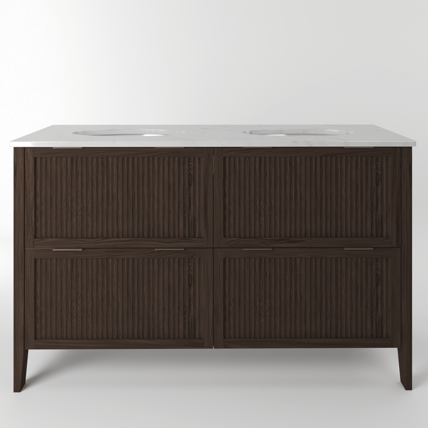The Clifton | Undermounted | Oak Fluted Double Vanity 1400mm | Dark Roast - Mockridge Design