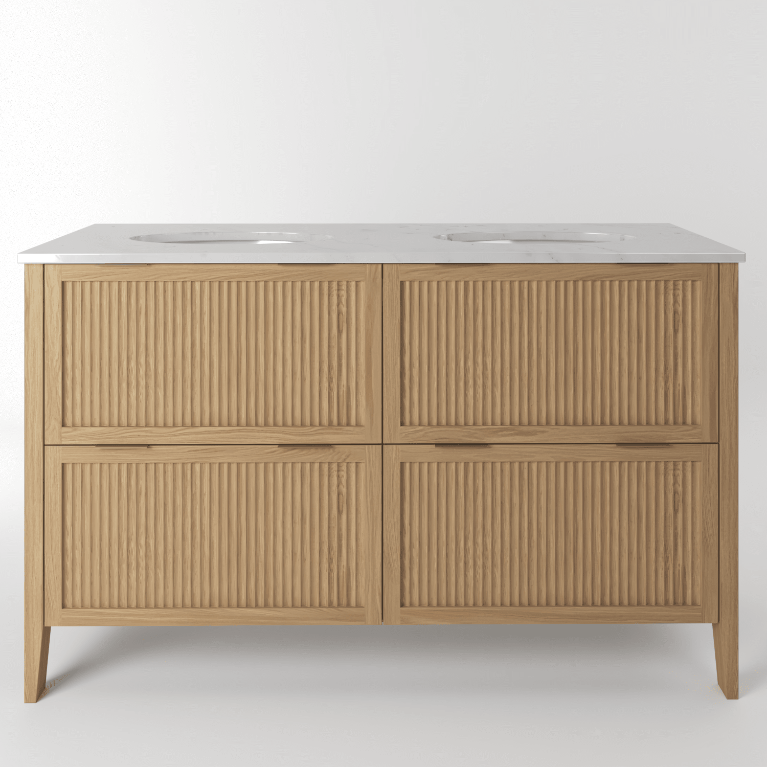 The Clifton | Undermounted | Oak Fluted Double Vanity 1400mm | Natural - Mockridge Design