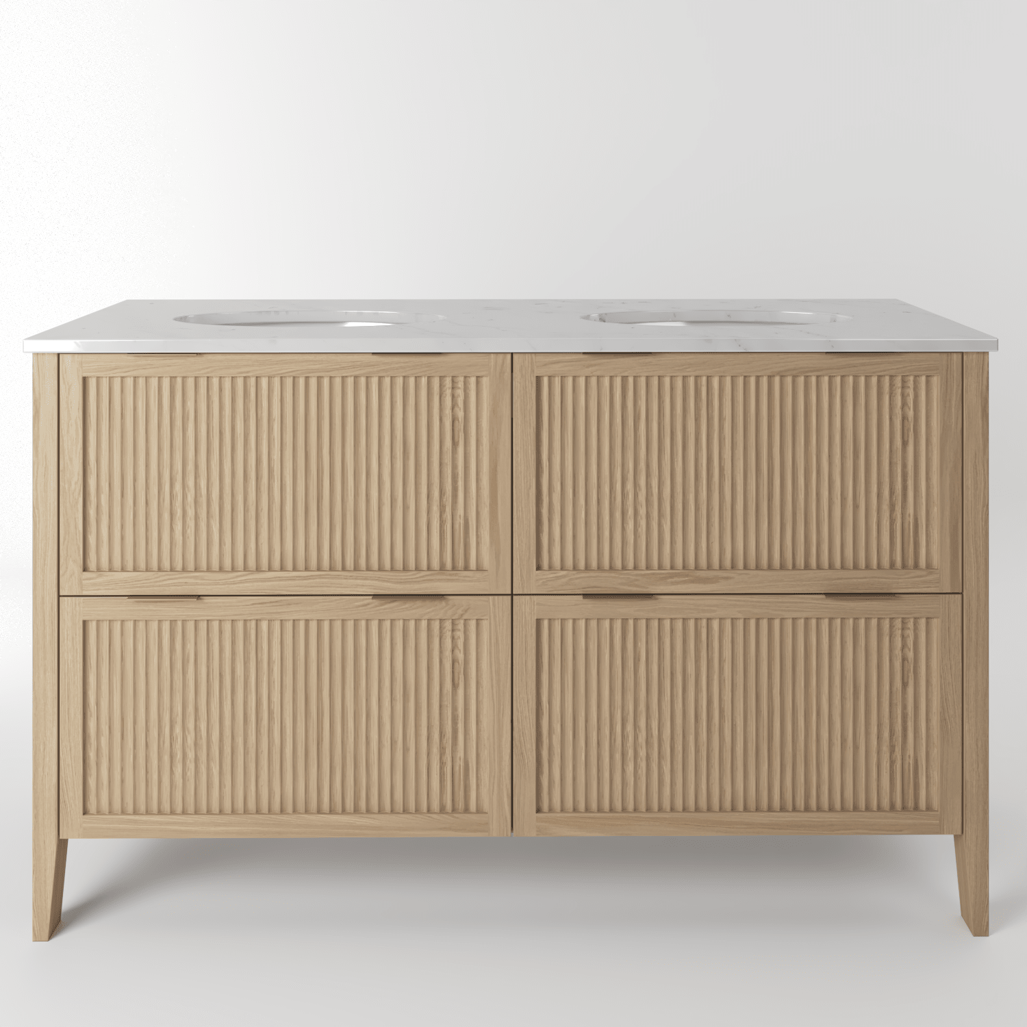 The Clifton | Undermounted | Oak Fluted Double Vanity 1400mm | Smoke 5% - Mockridge Design