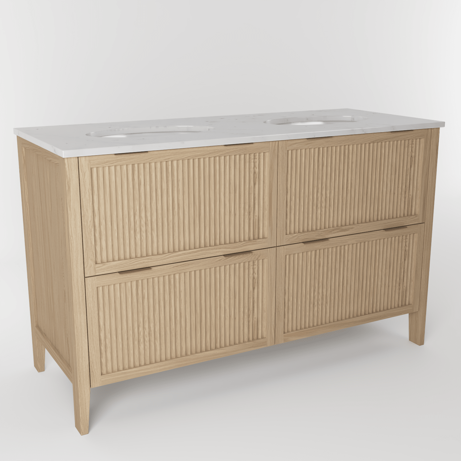 The Clifton | Undermounted | Oak Fluted Double Vanity 1400mm | Smoke 5% - Mockridge Design