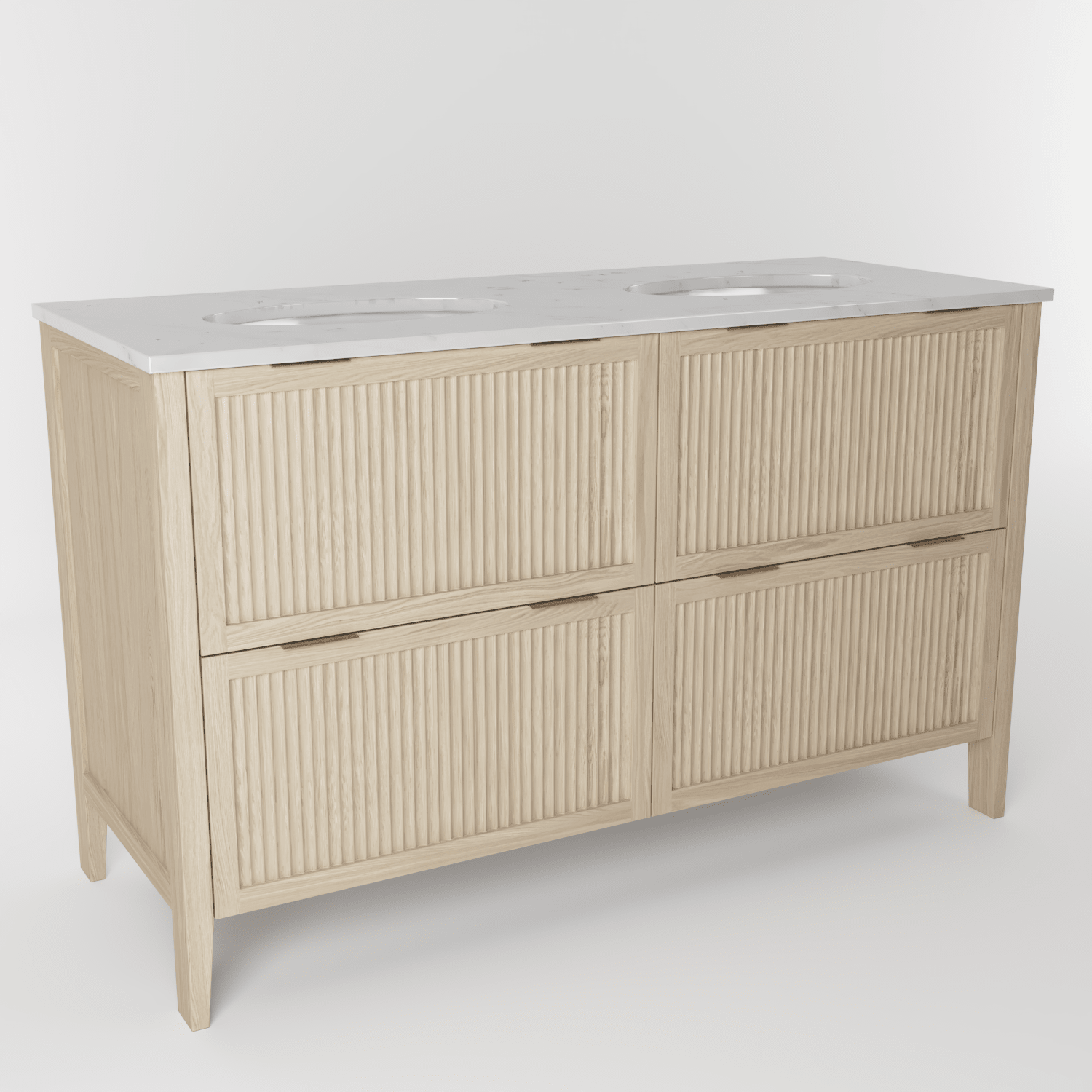 The Clifton | Undermounted | Oak Fluted Double Vanity 1400mm | White - Mockridge Design