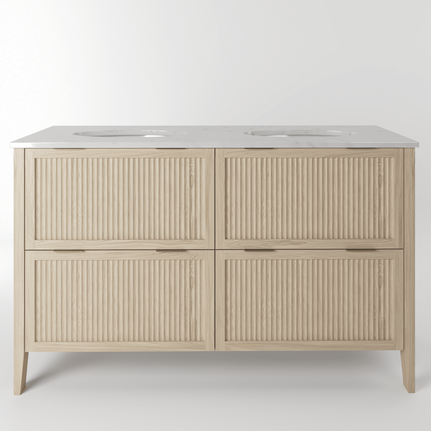 The Clifton | Undermounted | Oak Fluted Double Vanity 1400mm | White - Mockridge Design