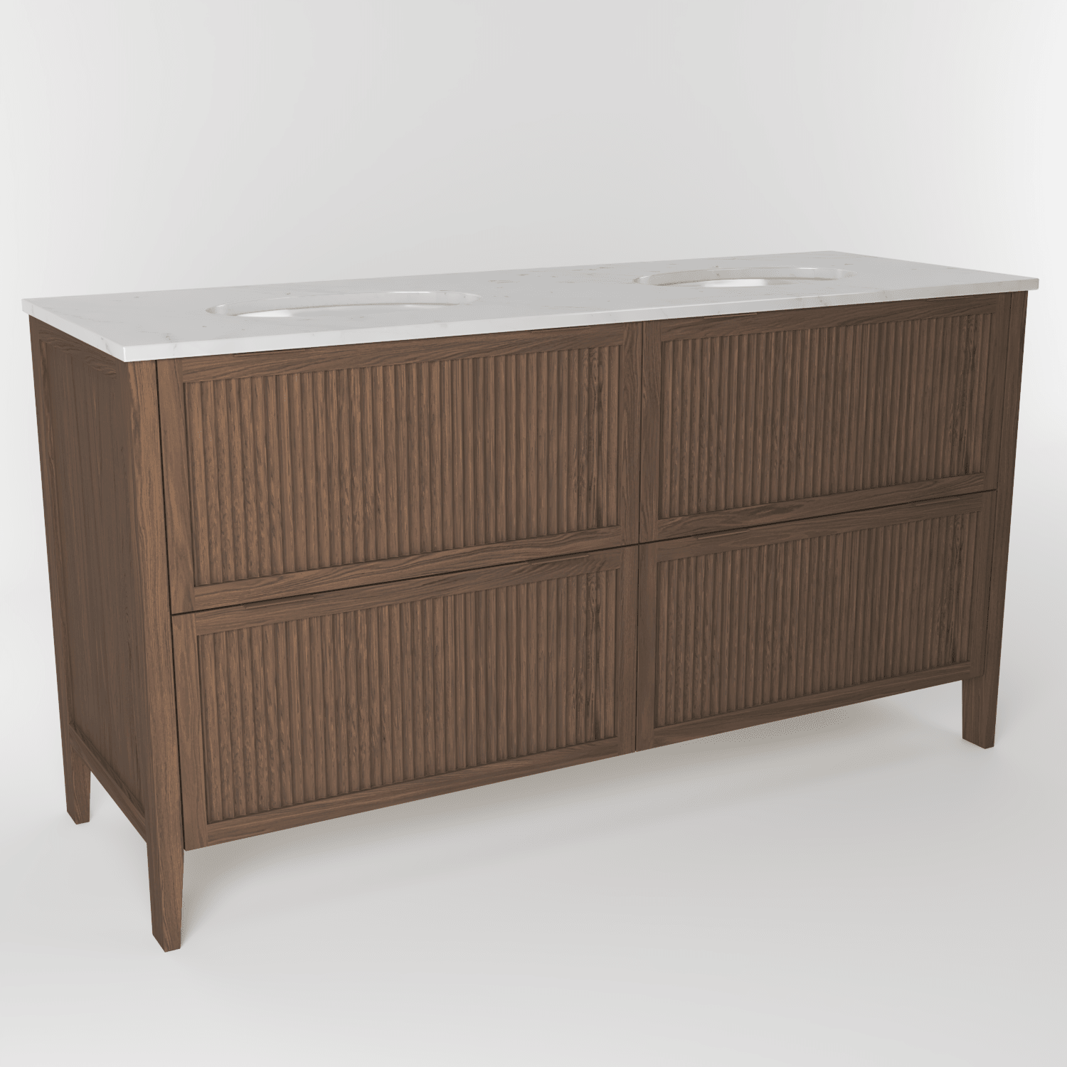 The Clifton | Undermounted | Oak Fluted Double Vanity 1600mm | Chocolate - Mockridge Design