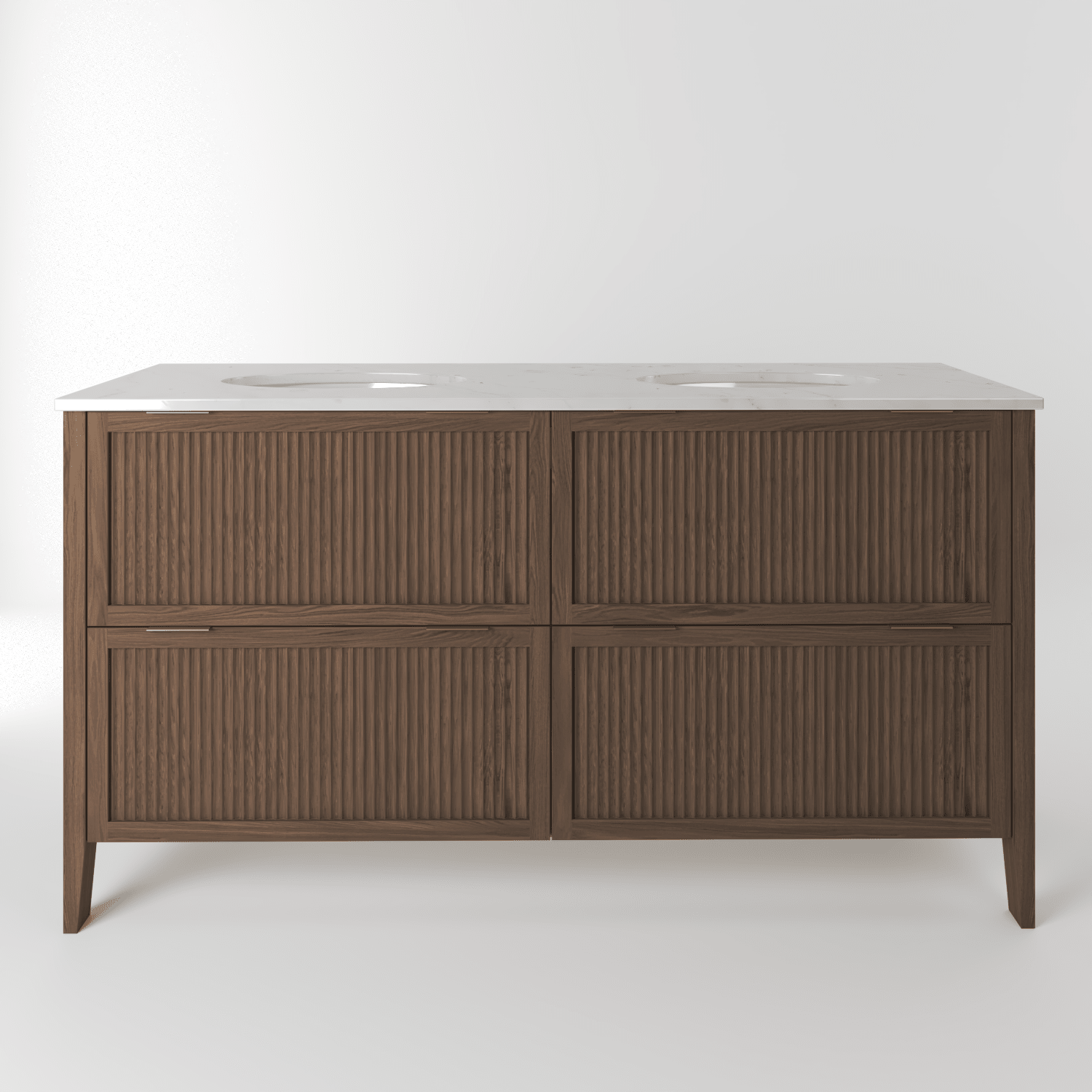 The Clifton | Undermounted | Oak Fluted Double Vanity 1600mm | Chocolate - Mockridge Design