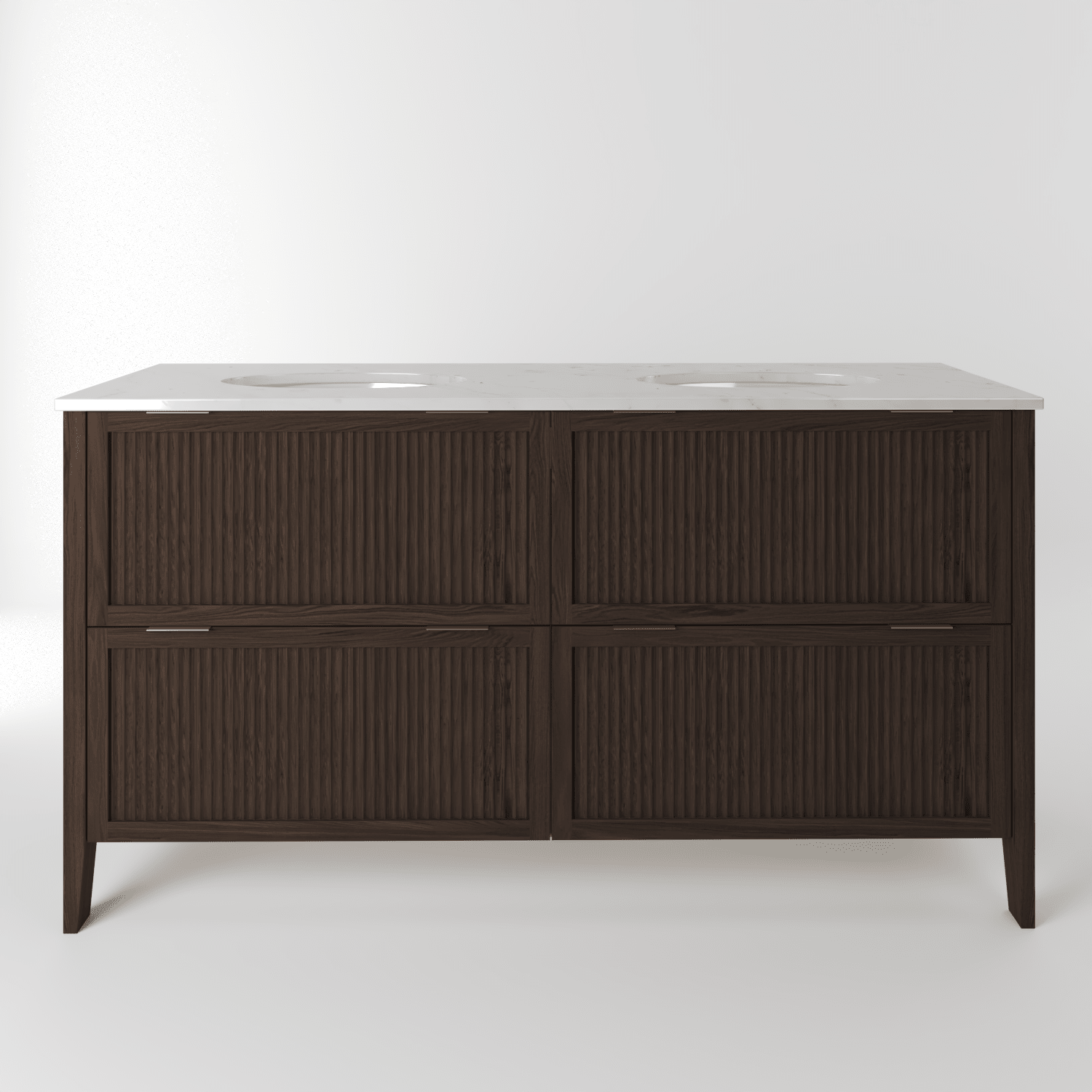 The Clifton | Undermounted | Oak Fluted Double Vanity 1600mm | Dark Roast - Mockridge Design