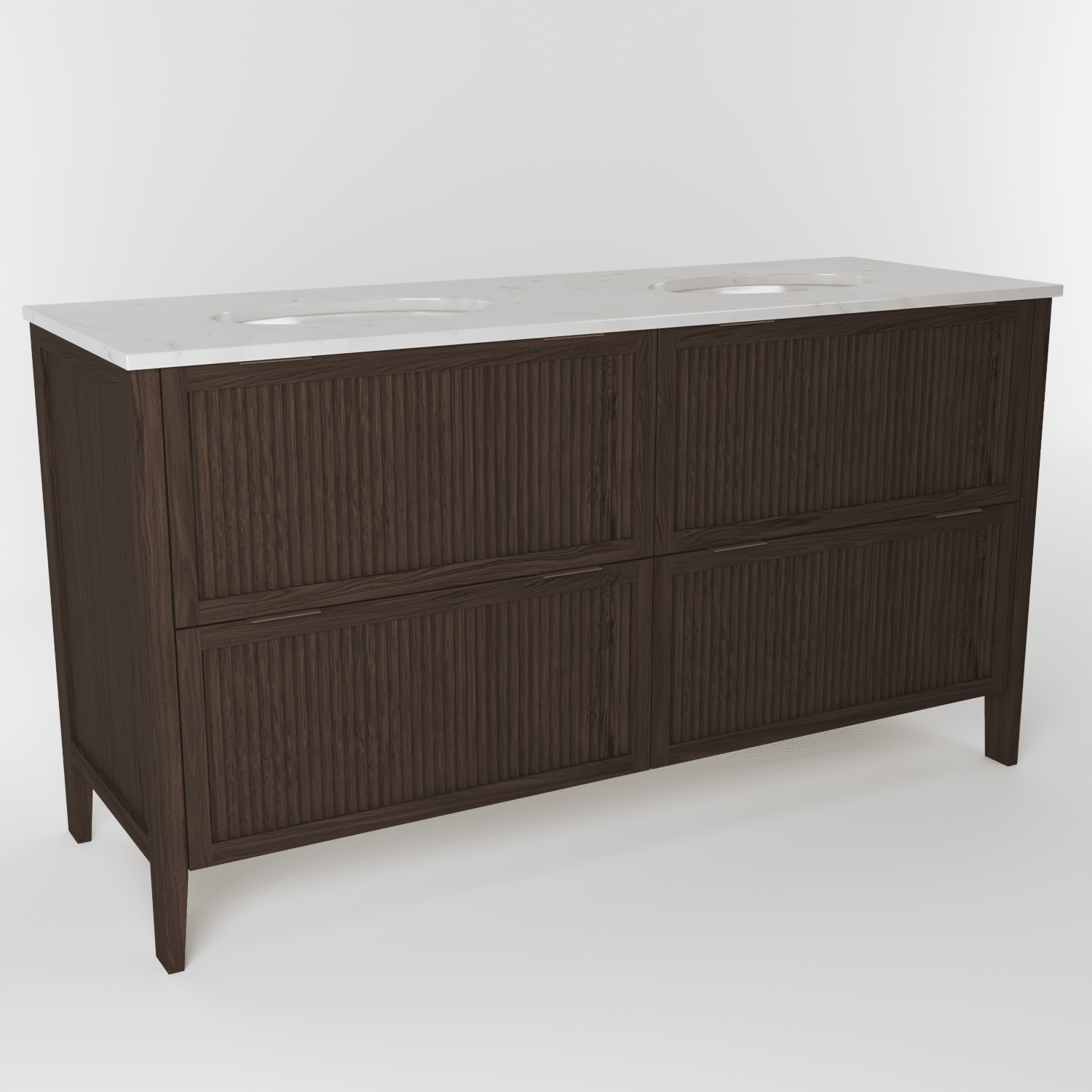 The Clifton | Undermounted | Oak Fluted Double Vanity 1600mm | Dark Roast - Mockridge Design