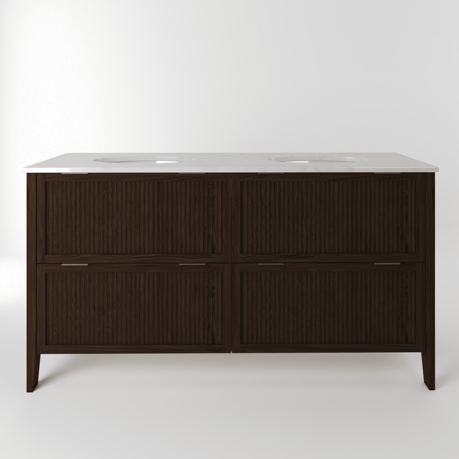 The Clifton | Undermounted | Oak Fluted Double Vanity 1600mm | Espresso - Mockridge Design