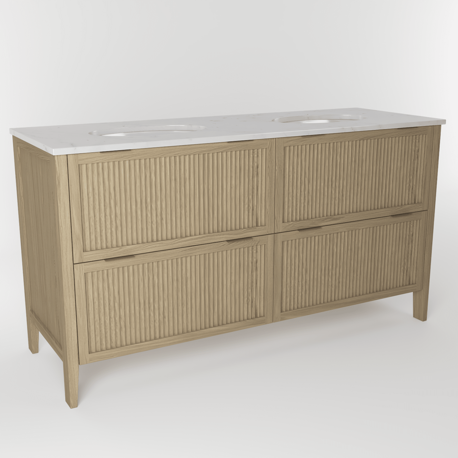 The Clifton | Undermounted | Oak Fluted Double Vanity 1600mm | Macchiato - Mockridge Design
