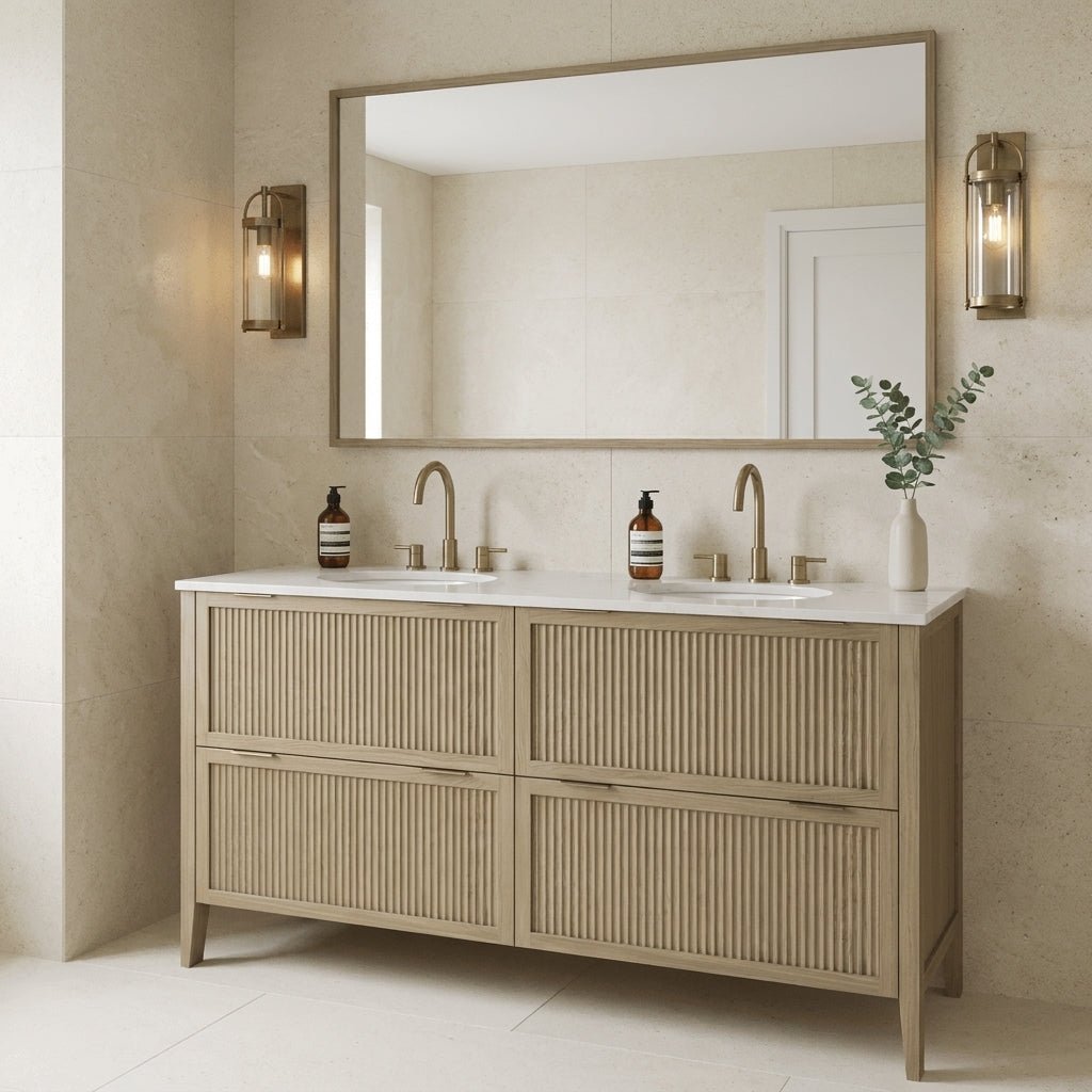 The Clifton | Undermounted | Oak Fluted Double Vanity 1600mm | Macchiato - Mockridge Design