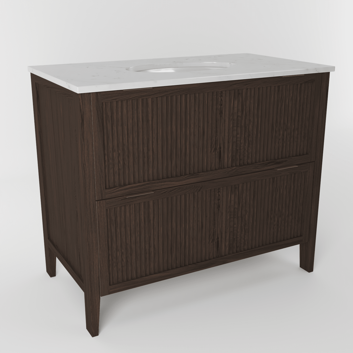 The Clifton | Undermounted | Oak Fluted Vanity 1000mm | Dark Roast - Mockridge Design