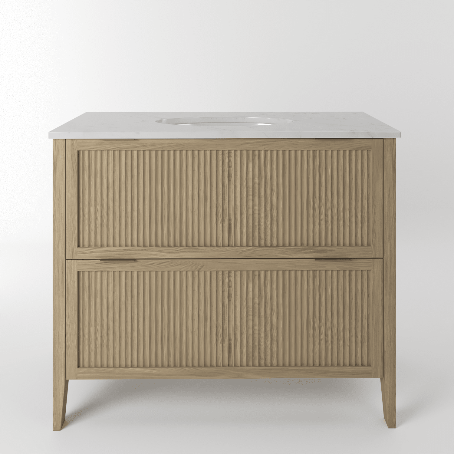 The Clifton | Undermounted | Oak Fluted Vanity 1000mm | Macchiato - Mockridge Design