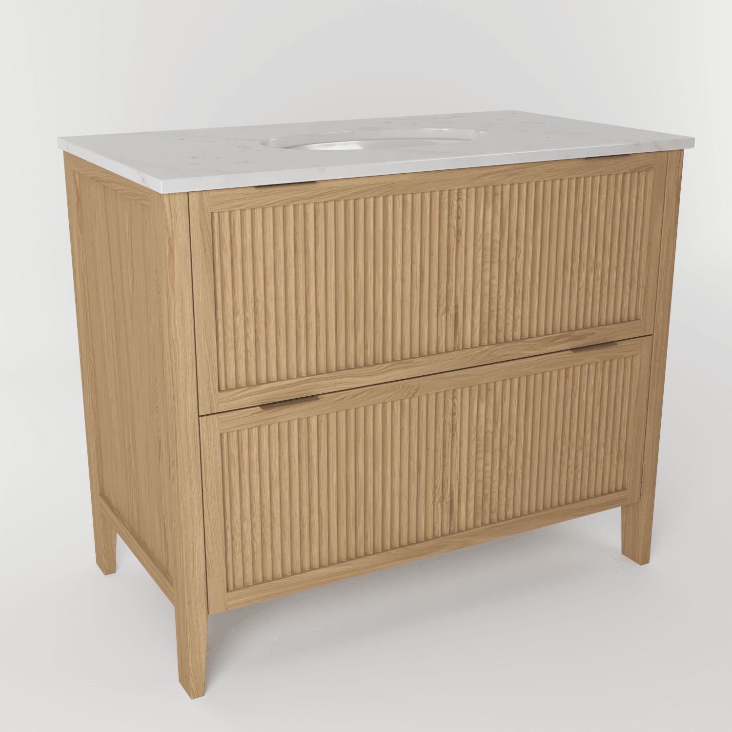 The Clifton | Undermounted | Oak Fluted Vanity 1000mm | Natural - Mockridge Design