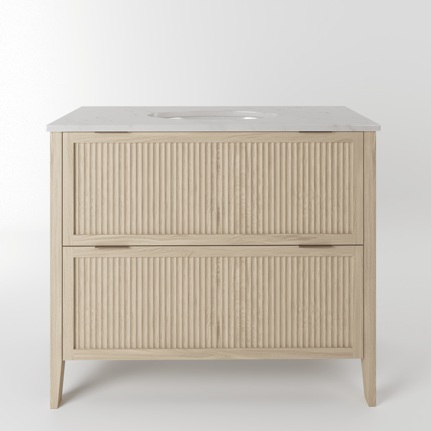 The Clifton | Undermounted | Oak Fluted Vanity 1000mm | White - Mockridge Design