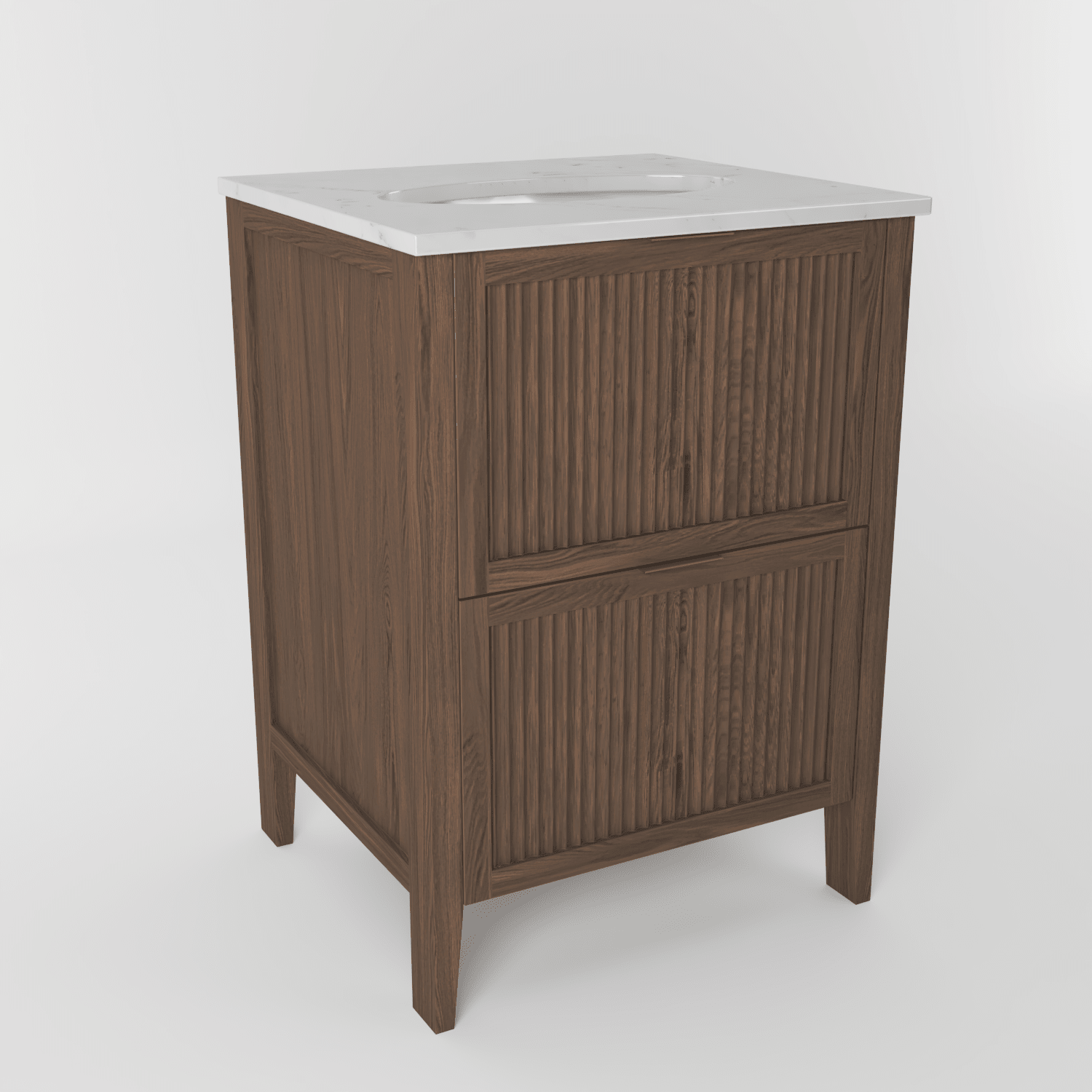 The Clifton | Undermounted | Oak Fluted Vanity 600mm | Chocolate - Mockridge Design