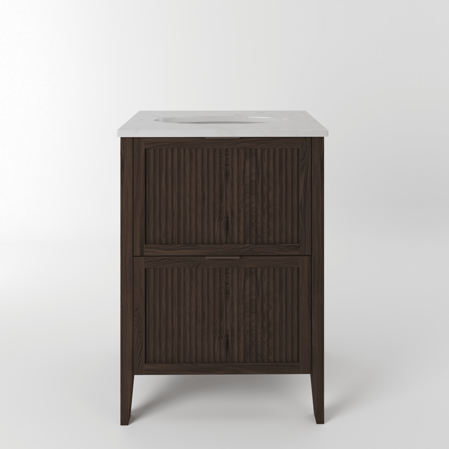 The Clifton | Undermounted | Oak Fluted Vanity 600mm | Dark Roast - Mockridge Design