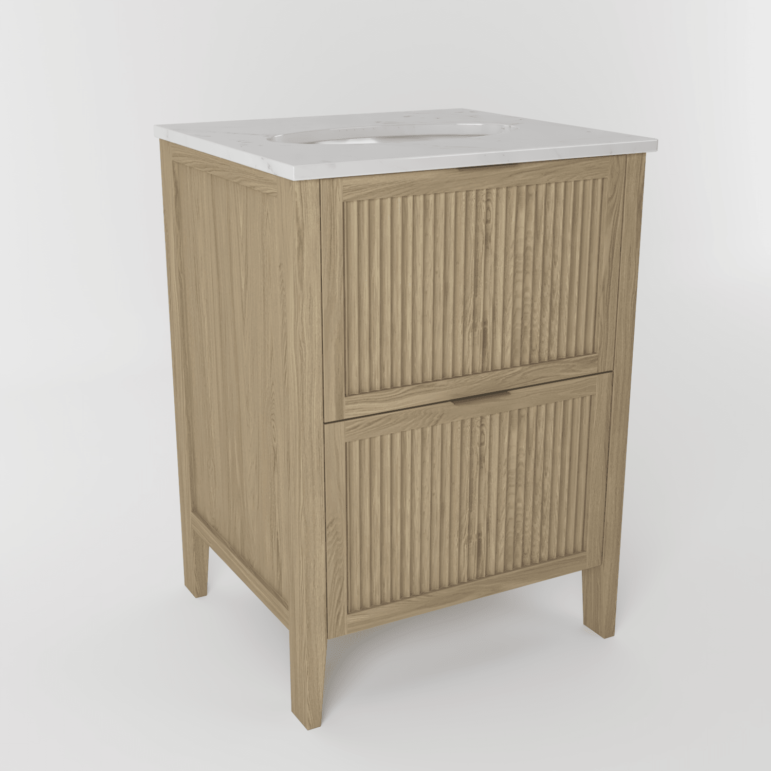 The Clifton | Undermounted | Oak Fluted Vanity 600mm | Macchiato - Mockridge Design