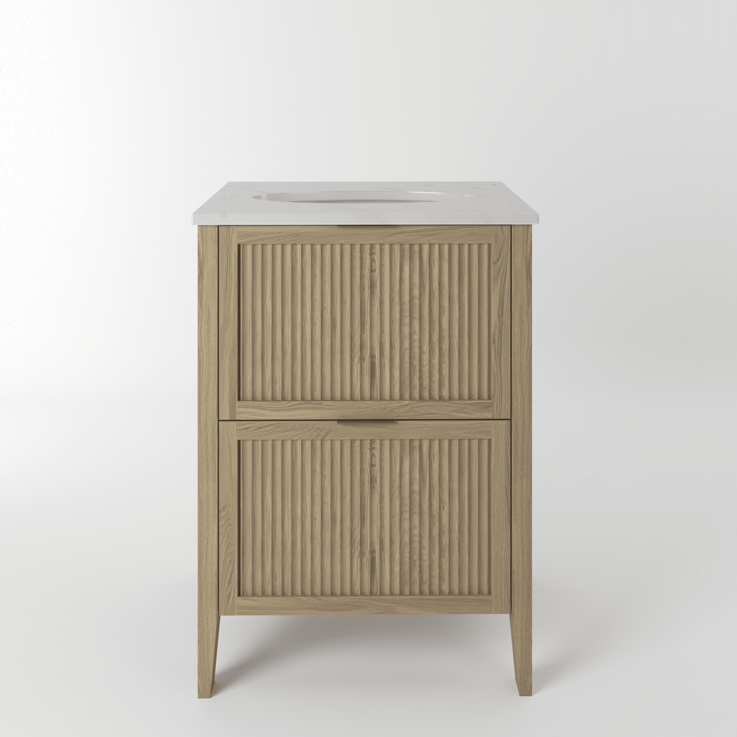 The Clifton | Undermounted | Oak Fluted Vanity 600mm | Macchiato - Mockridge Design