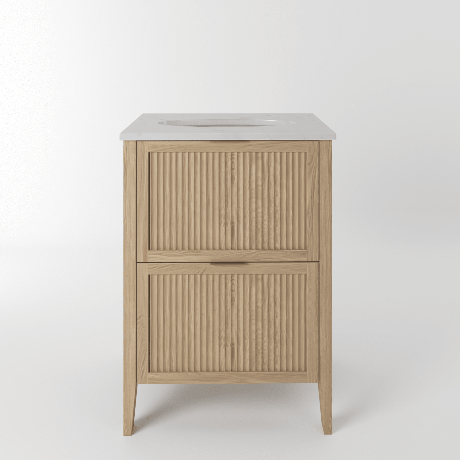 The Clifton | Undermounted | Oak Fluted Vanity 600mm | Smoke 5% - Mockridge Design
