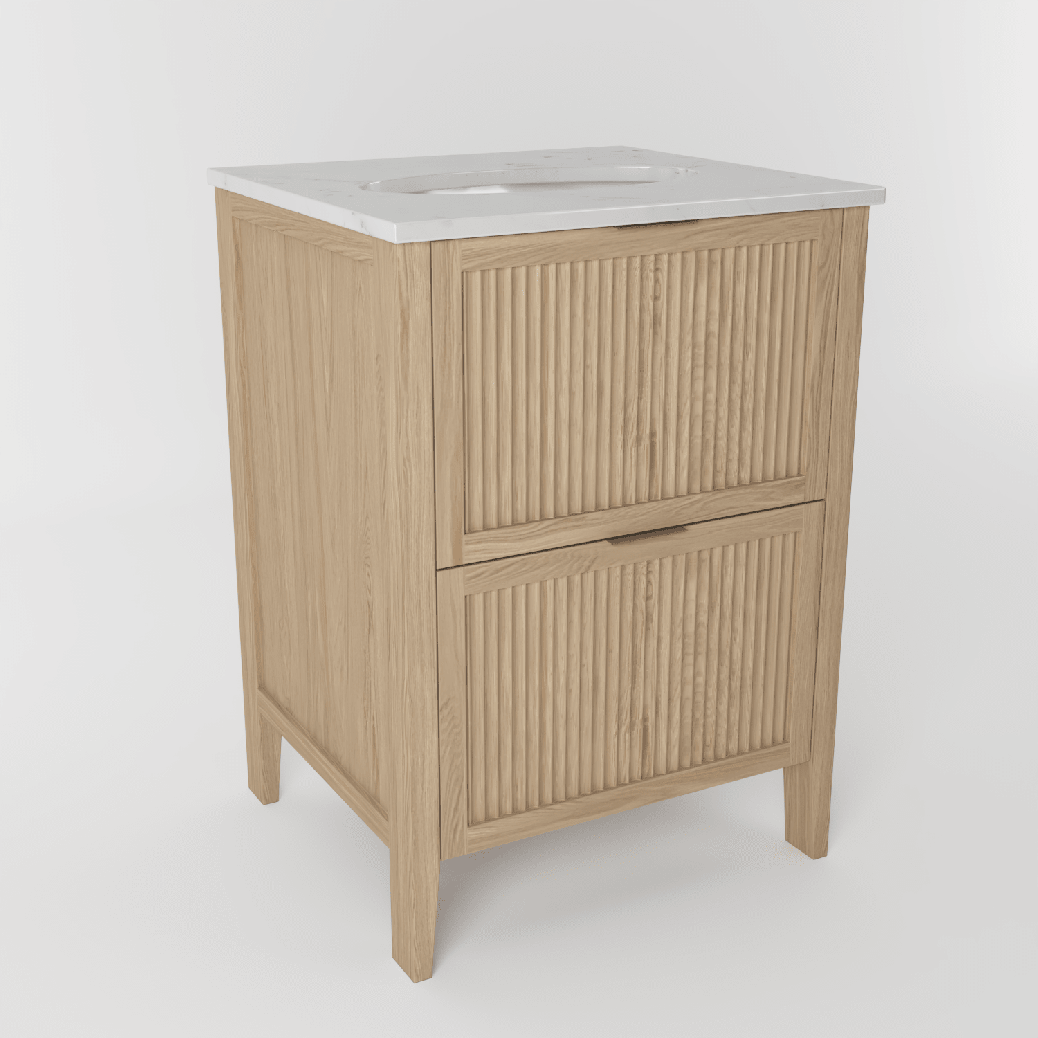 The Clifton | Undermounted | Oak Fluted Vanity 600mm | Smoke 5% - Mockridge Design