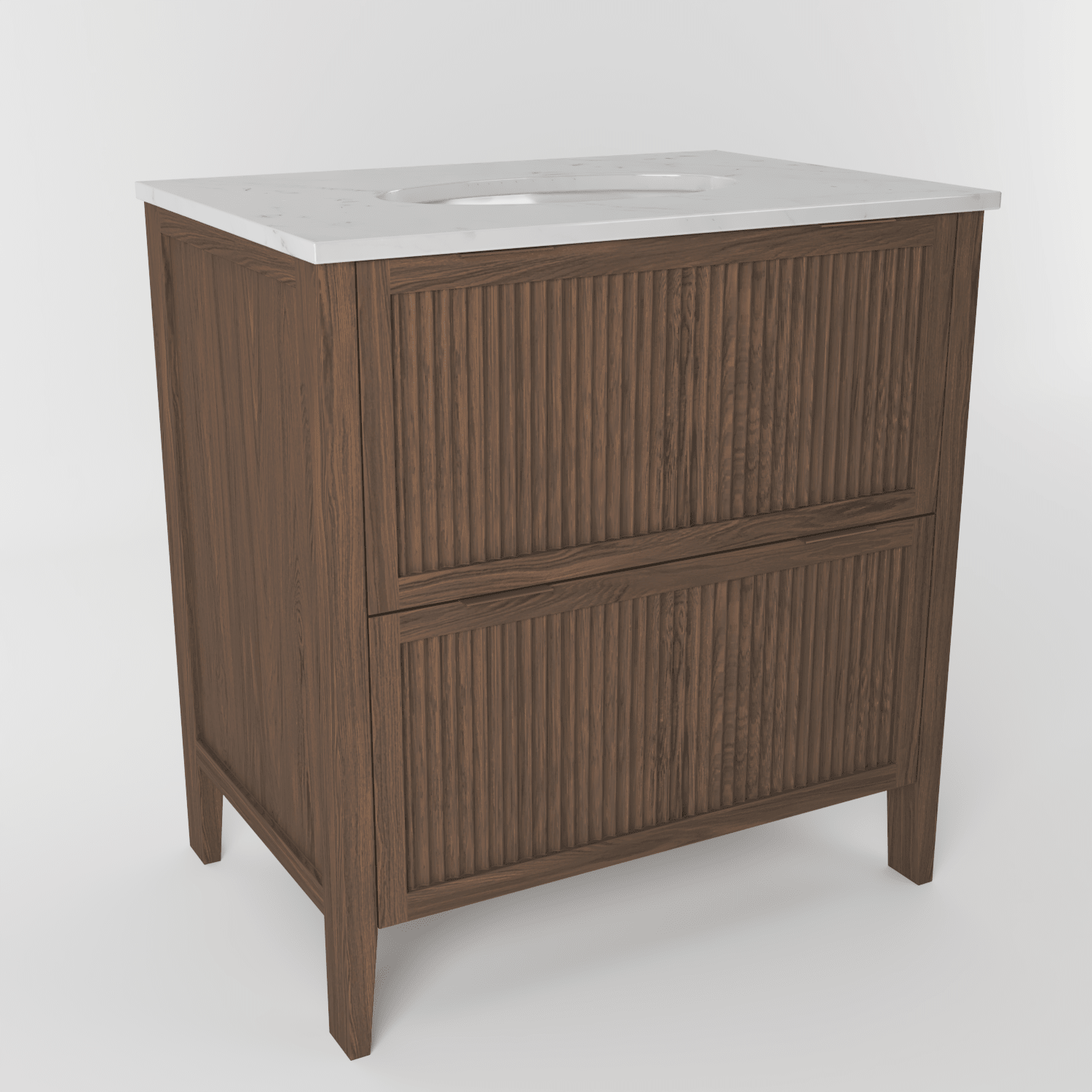 The Clifton | Undermounted | Oak Fluted Vanity 800mm | Chocolate - Mockridge Design
