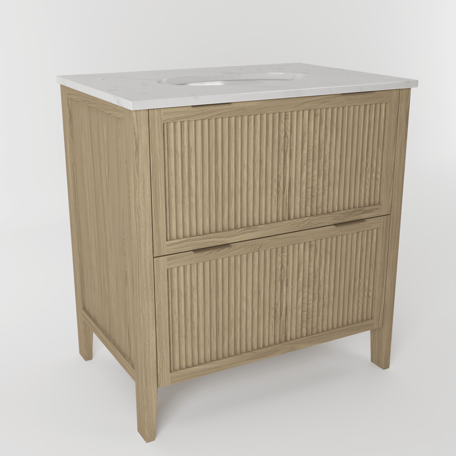 The Clifton | Undermounted | Oak Fluted Vanity 800mm | Macchiato - Mockridge Design