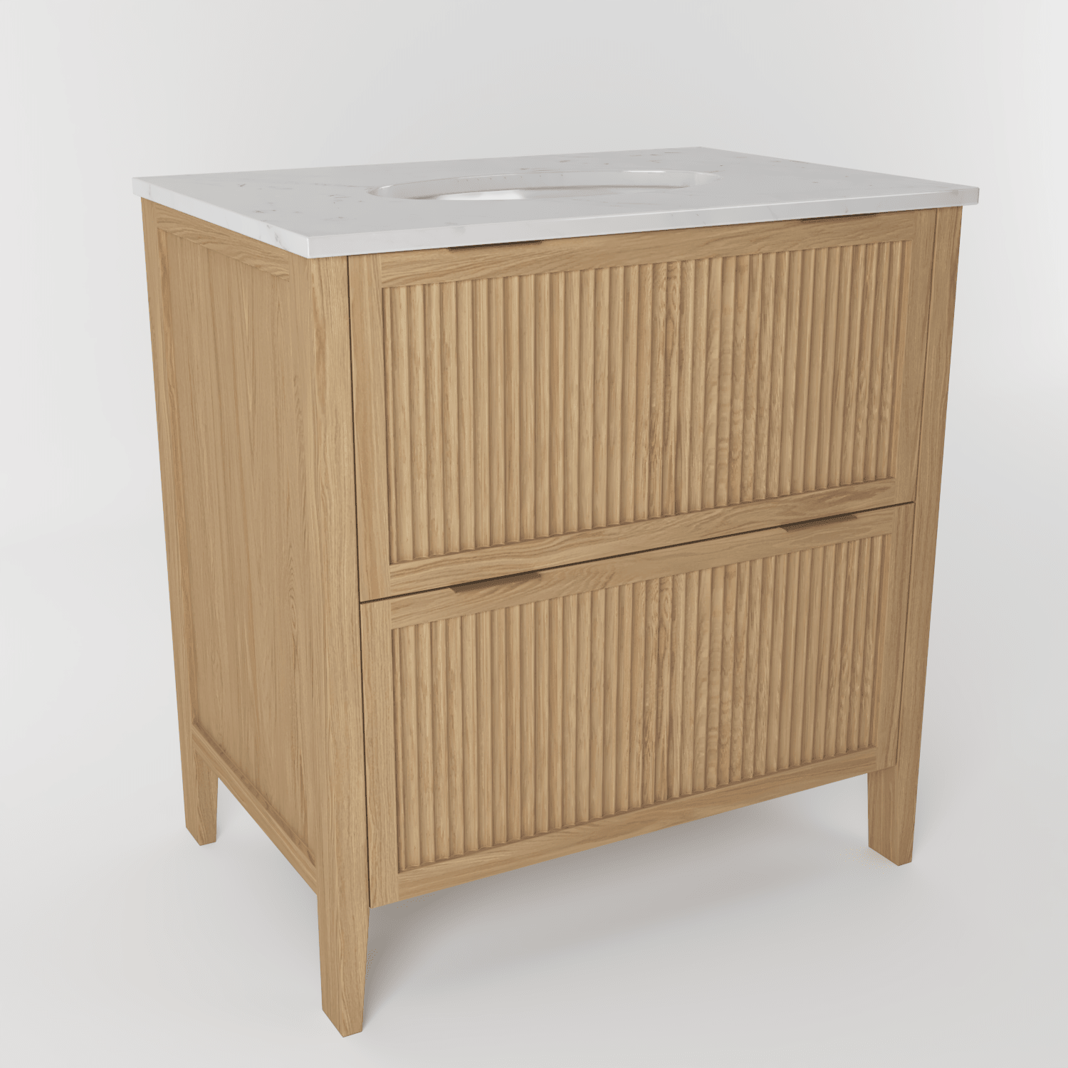 The Clifton | Undermounted | Oak Fluted Vanity 800mm | Natural - Mockridge Design