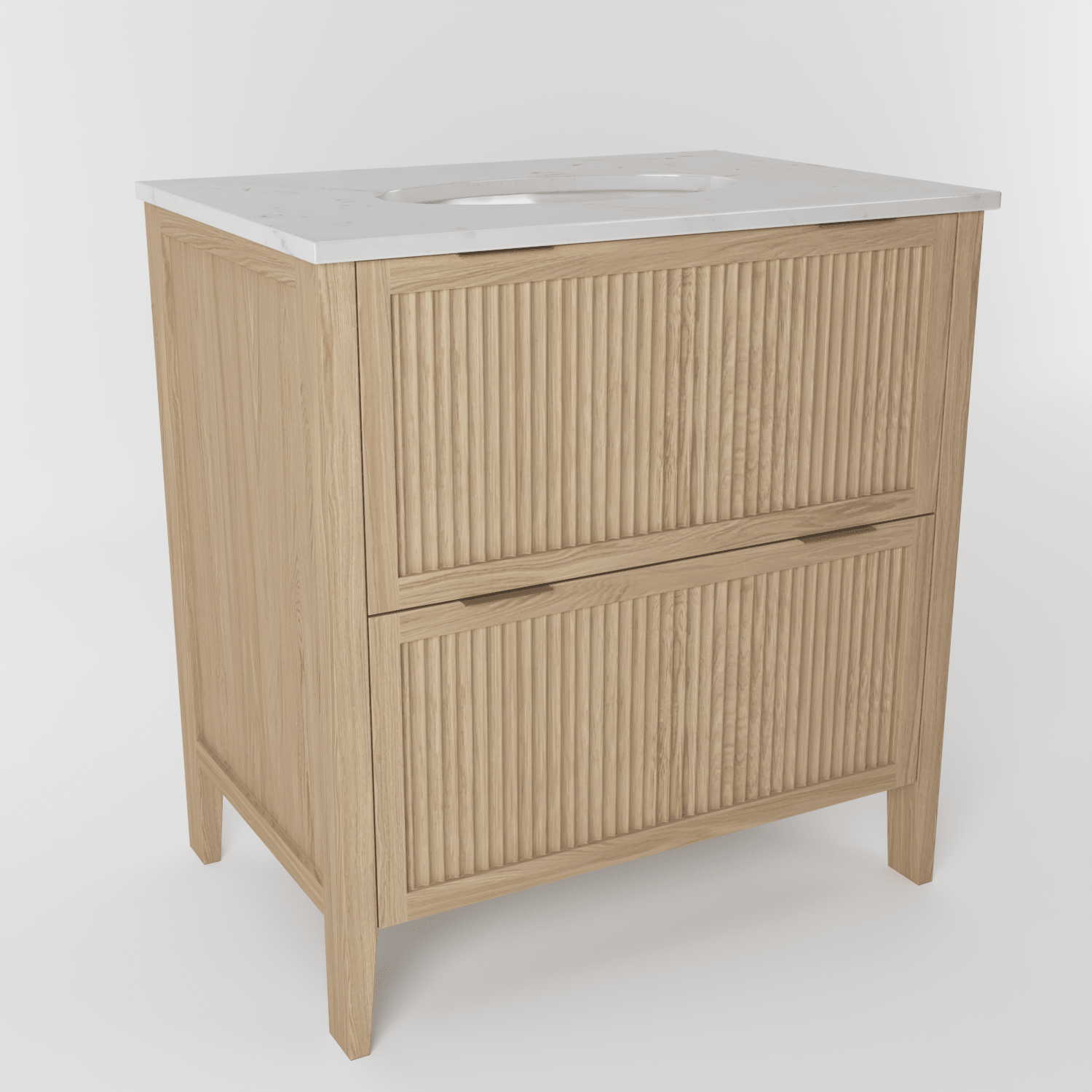 The Clifton | Undermounted | Oak Fluted Vanity 800mm | Smoke 5% - Mockridge Design