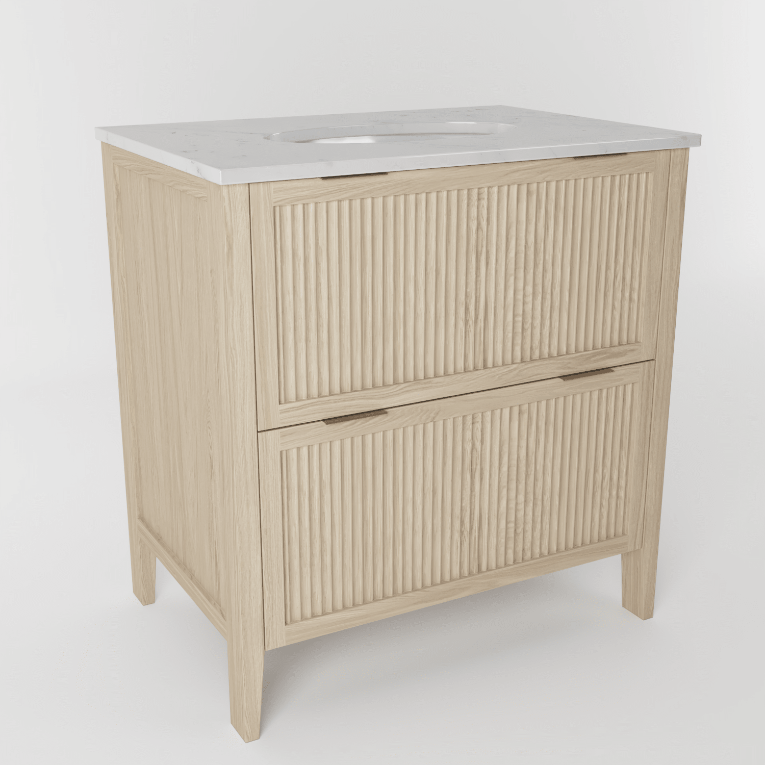 The Clifton | Undermounted | Oak Fluted Vanity 800mm | White - Mockridge Design