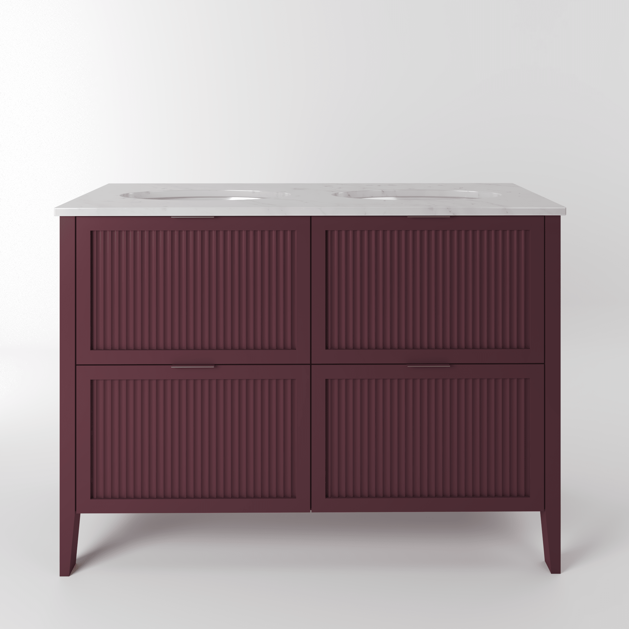 The Clifton | Undermounted | Painted Fluted Double Vanity 1200mm Brinjal - Mockridge Design