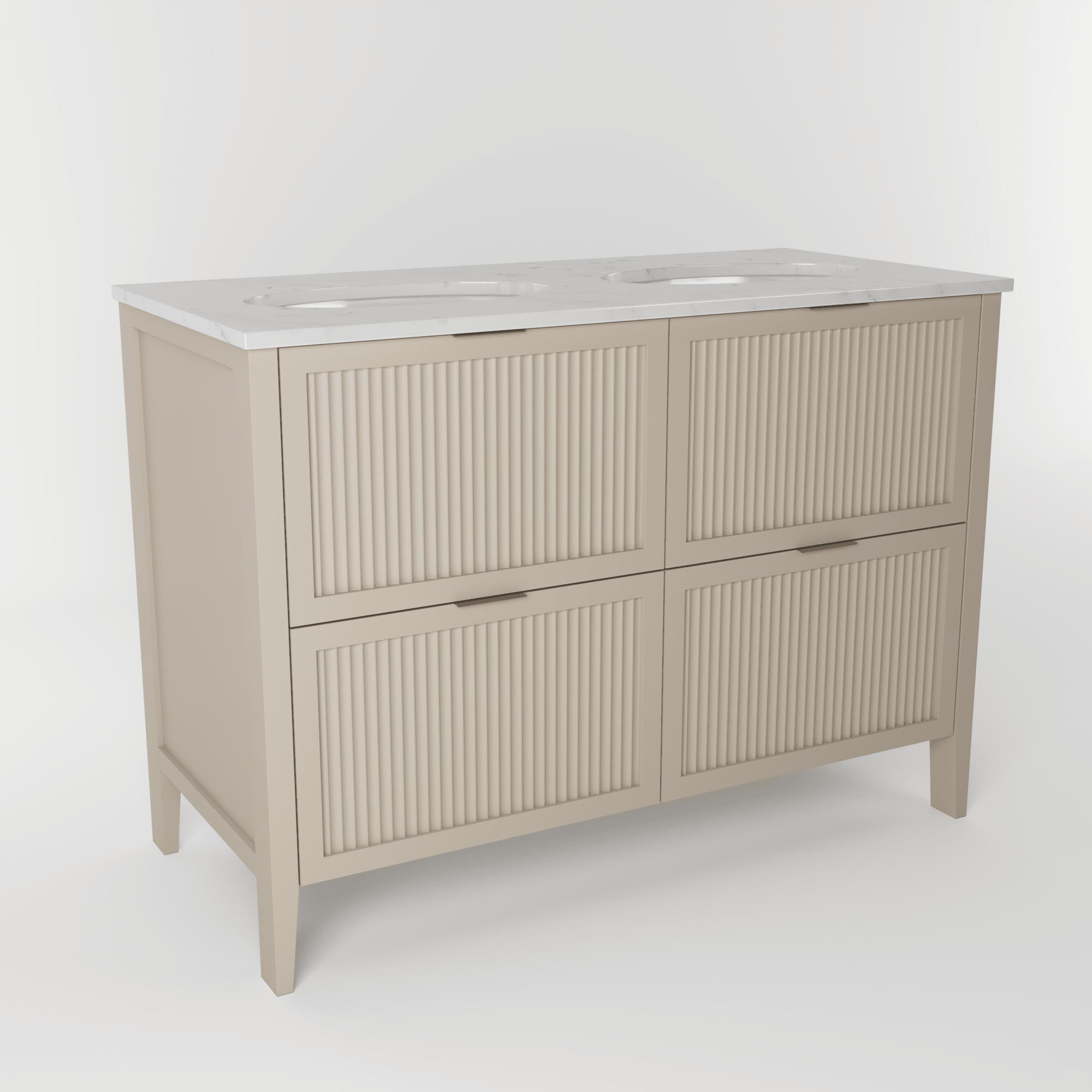 The Clifton | Undermounted | Painted Fluted Double Vanity 1200mm Elephants Breath - Mockridge Design