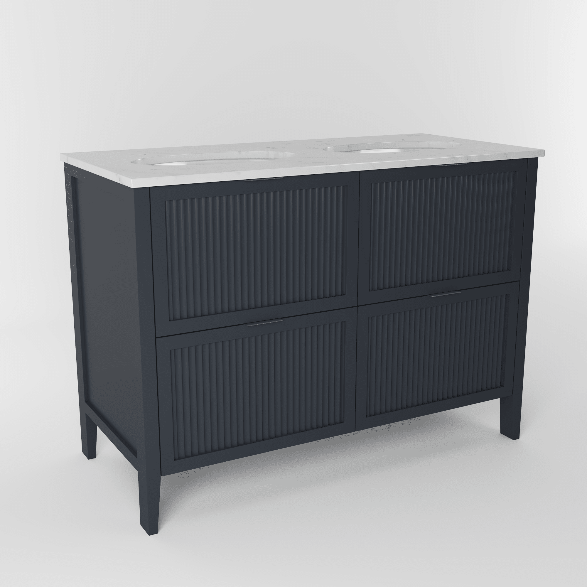 The Clifton | Undermounted | Painted Fluted Double Vanity 1200mm Railings - Mockridge Design