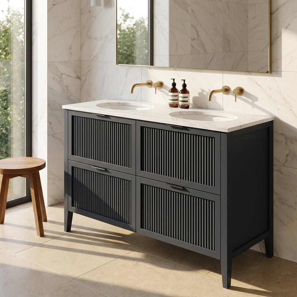 The Clifton | Undermounted | Painted Fluted Double Vanity 1200mm Railings - Mockridge Design