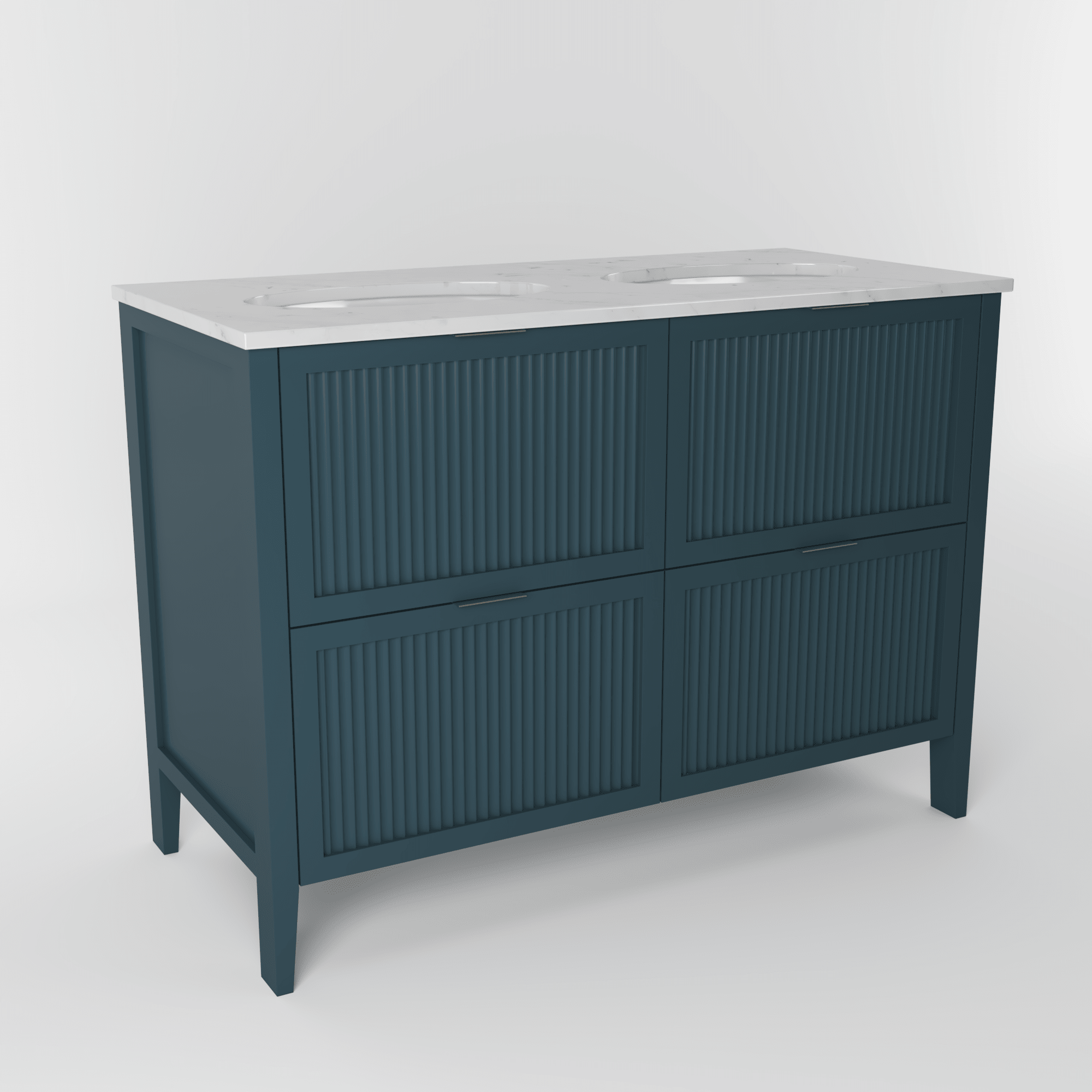 The Clifton | Undermounted | Painted Fluted Double Vanity 1200mm Stiffkey Blue - Mockridge Design