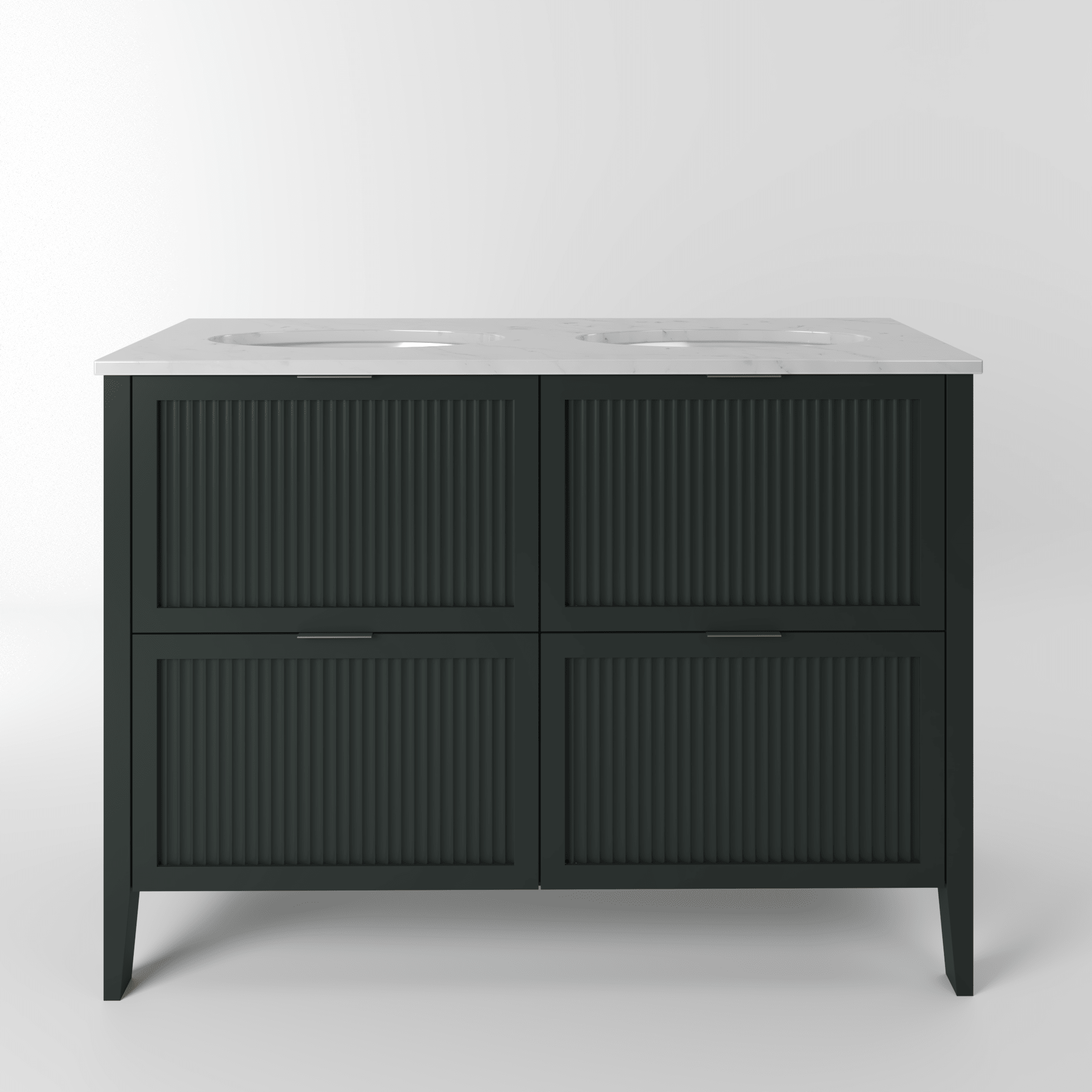 The Clifton | Undermounted | Painted Fluted Double Vanity 1200mm Studio Green - Mockridge Design