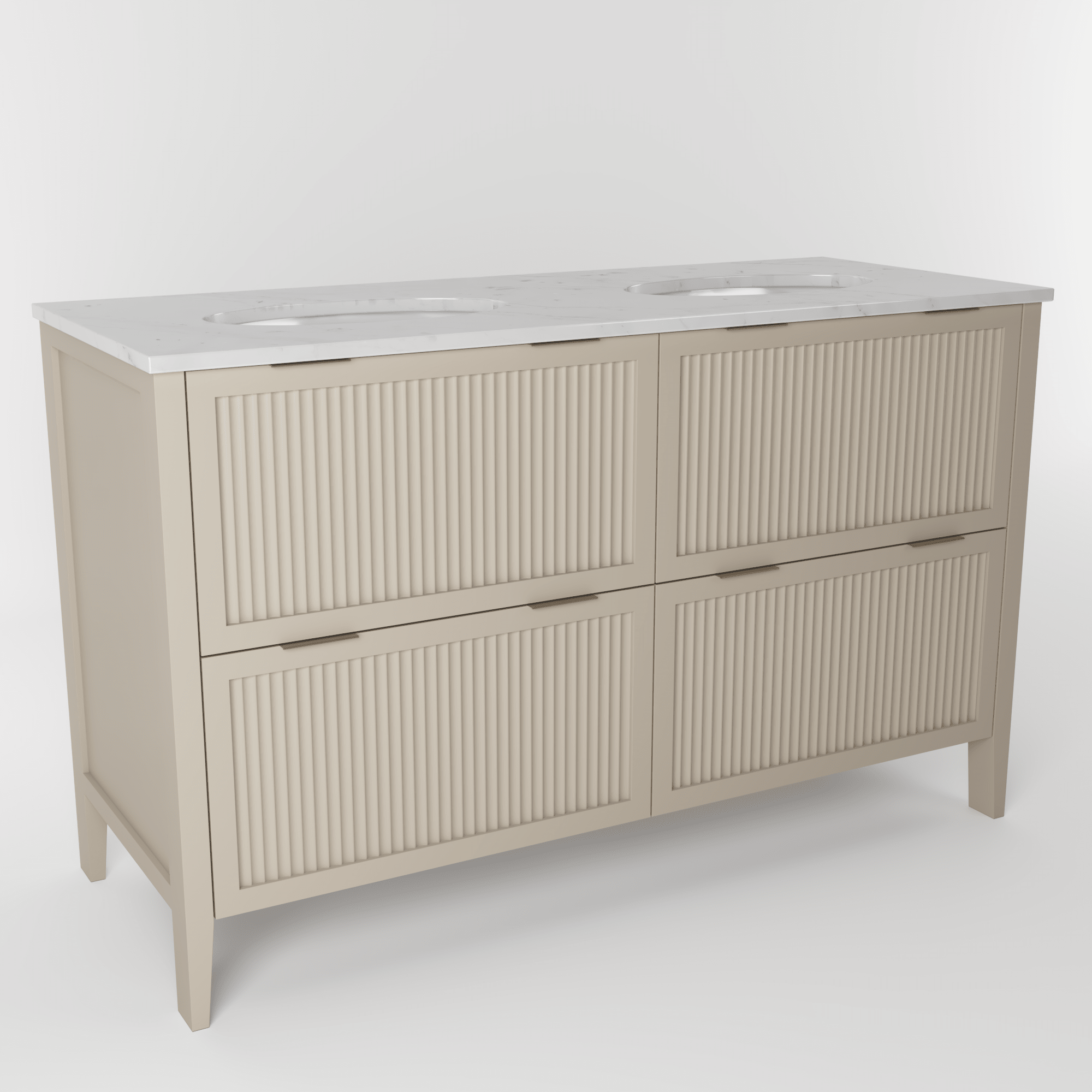 The Clifton | Undermounted | Painted Fluted Double Vanity 1400mm Elephants Breath - Mockridge Design