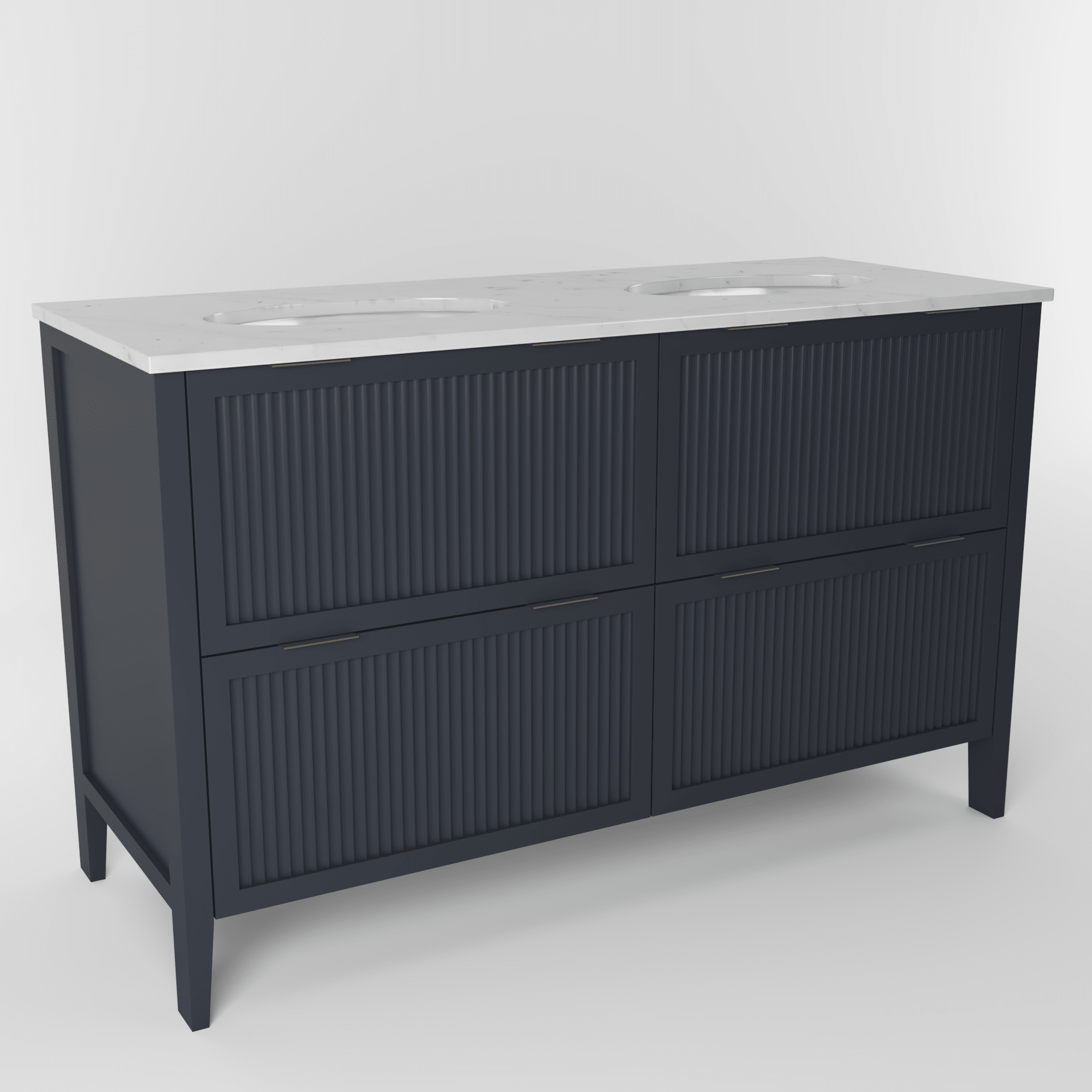 The Clifton | Undermounted | Painted Fluted Double Vanity 1400mm Railings - Mockridge Design