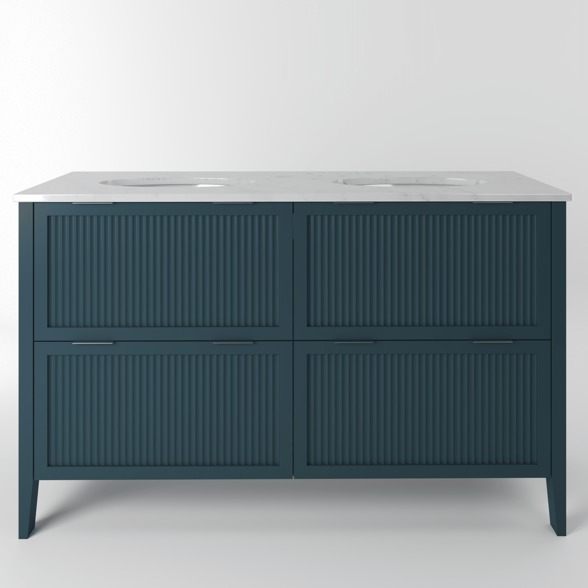 The Clifton | Undermounted | Painted Fluted Double Vanity 1400mm Stiffkey Blue - Mockridge Design