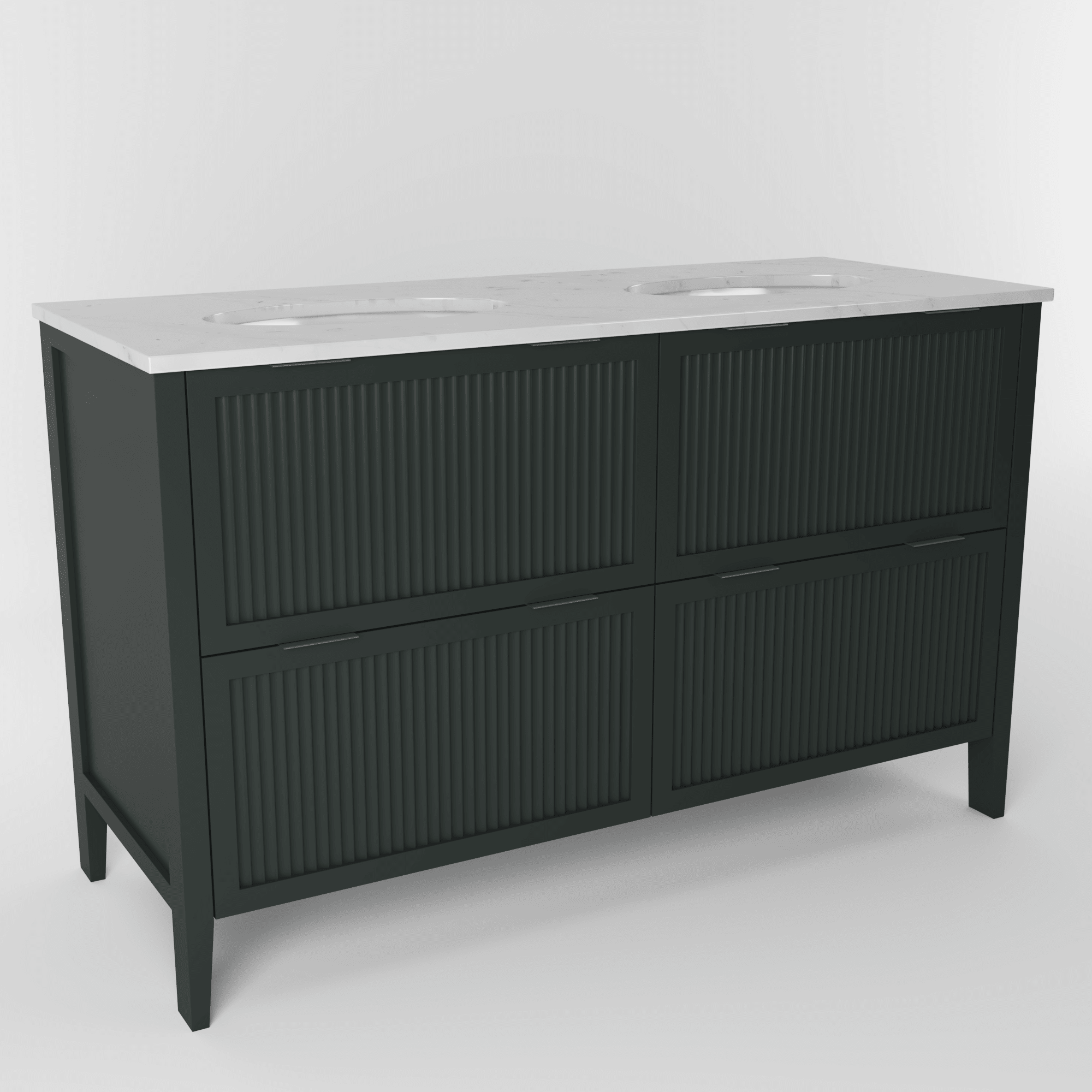 The Clifton | Undermounted | Painted Fluted Double Vanity 1400mm Studio Green - Mockridge Design