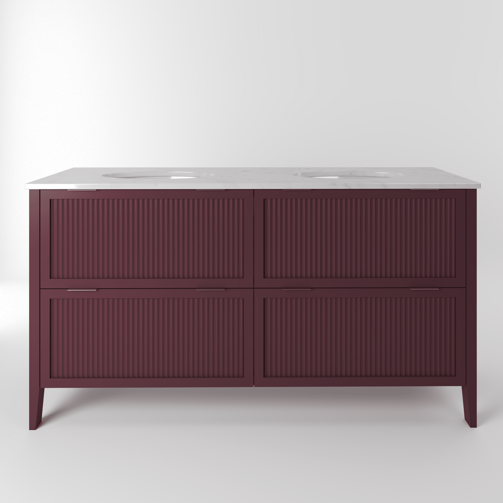 The Clifton | Undermounted | Painted Fluted Double Vanity 1600mm Brinjal - Mockridge Design