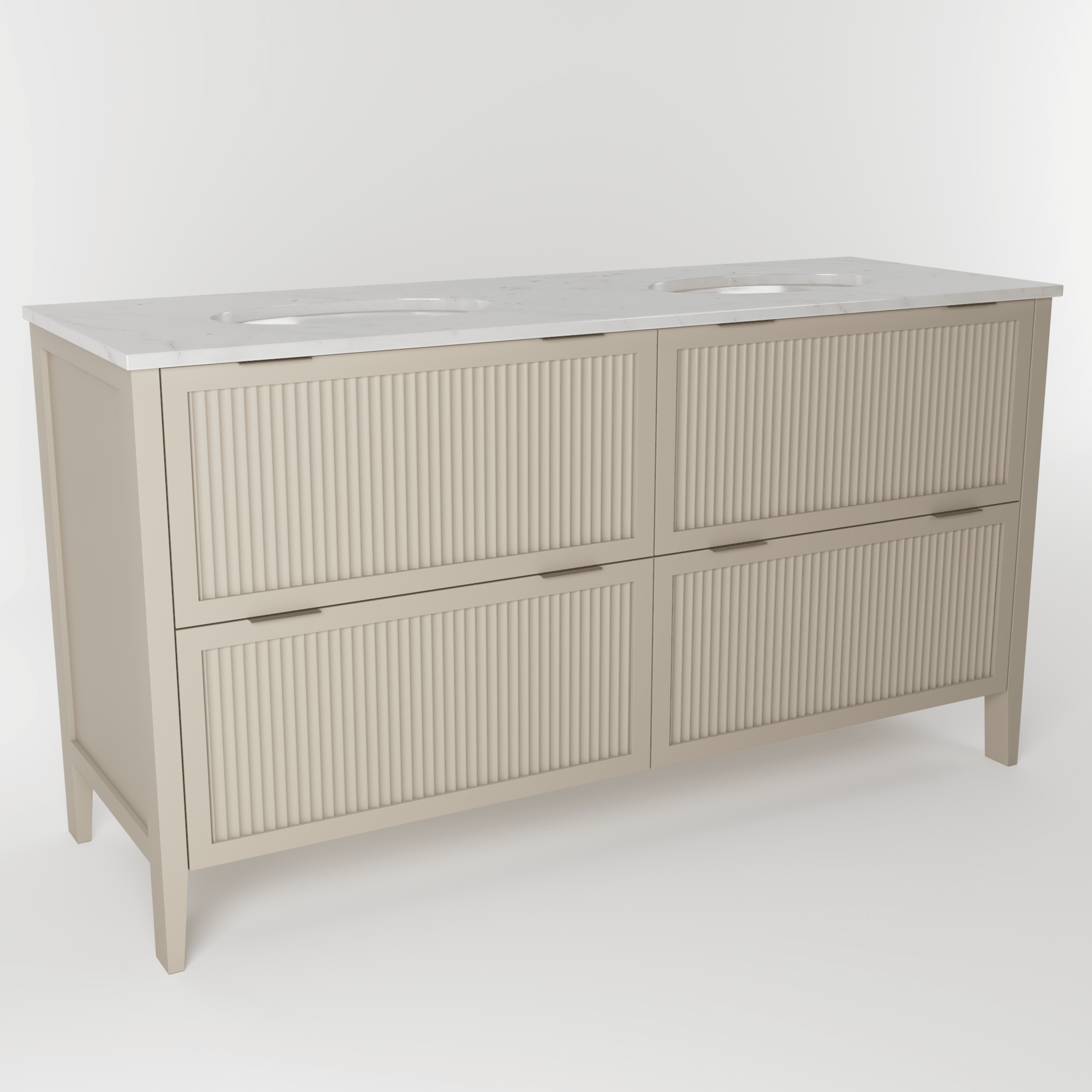 The Clifton | Undermounted | Painted Fluted Double Vanity 1600mm Elephants Breath - Mockridge Design