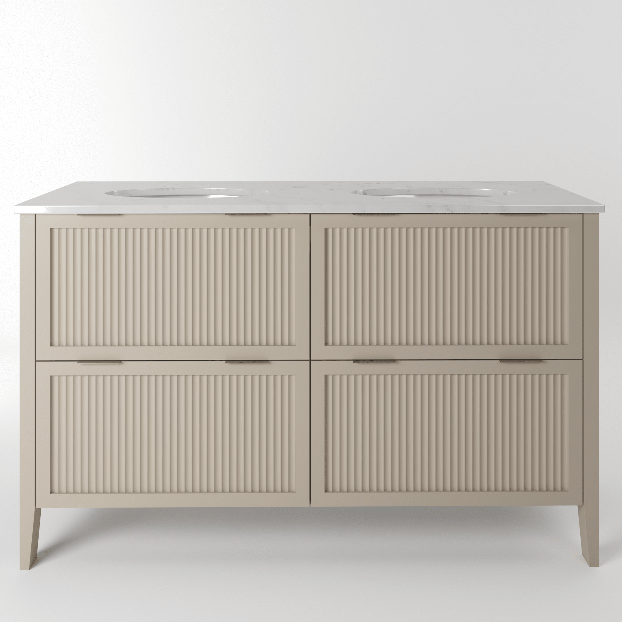 The Clifton | Undermounted | Painted Fluted Double Vanity 1600mm Elephants Breath - Mockridge Design
