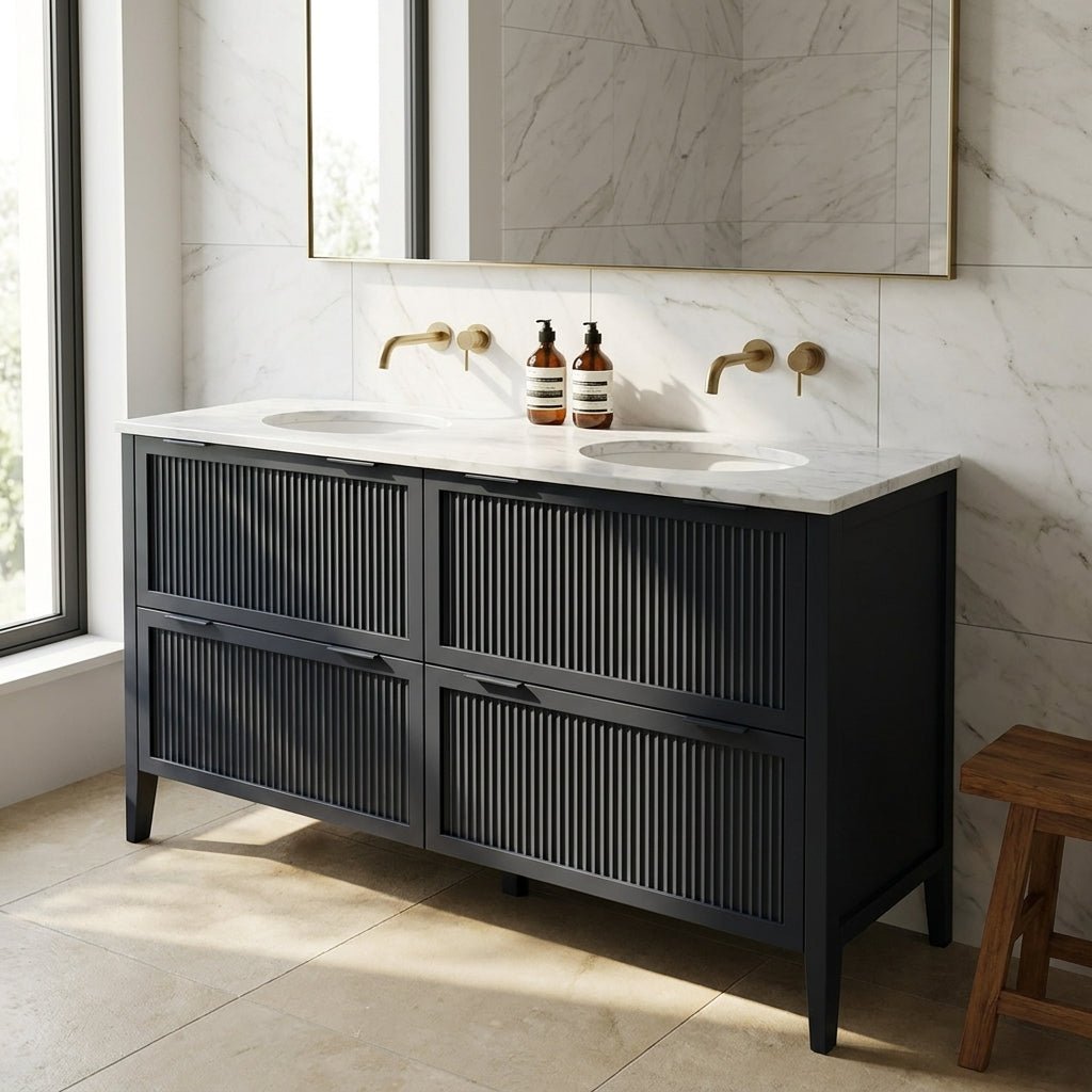 The Clifton | Undermounted | Painted Fluted Double Vanity 1600mm Railings - Mockridge Design