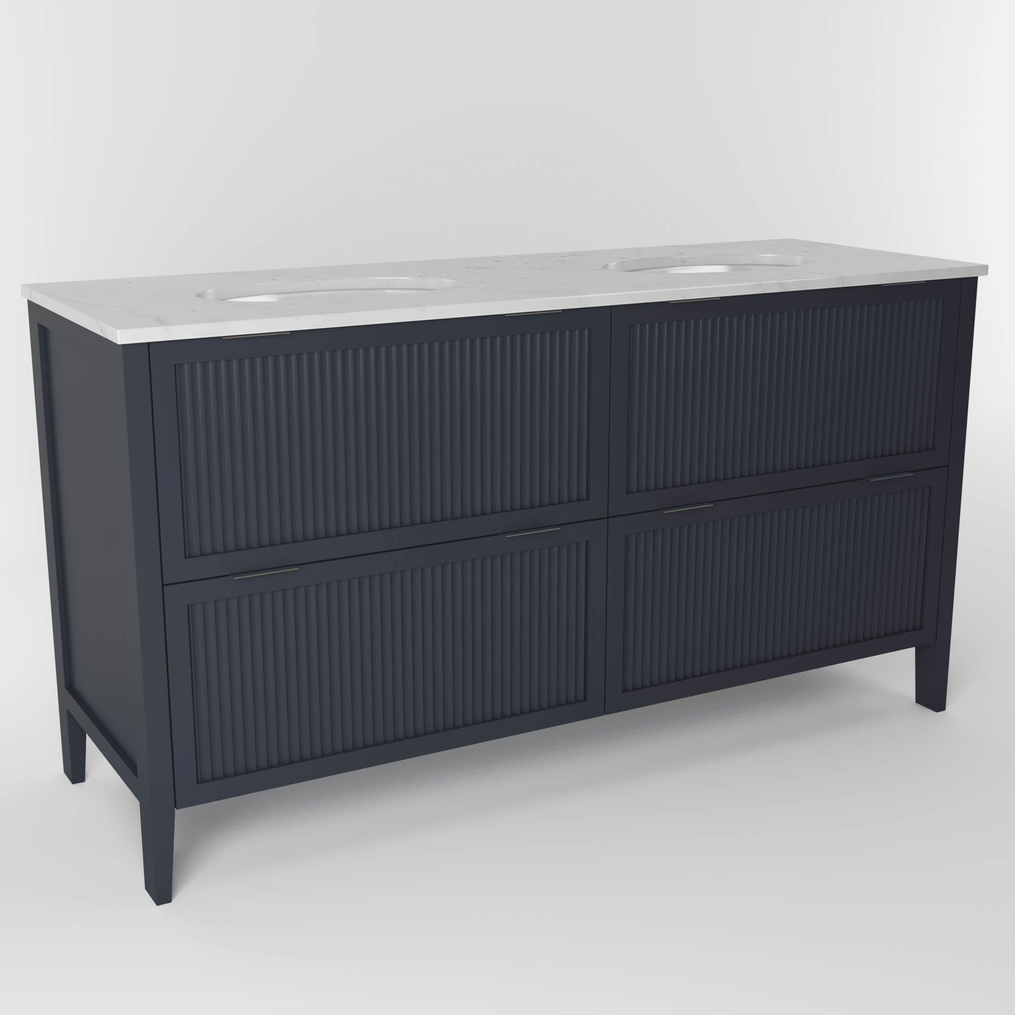 The Clifton | Undermounted | Painted Fluted Double Vanity 1600mm Railings - Mockridge Design