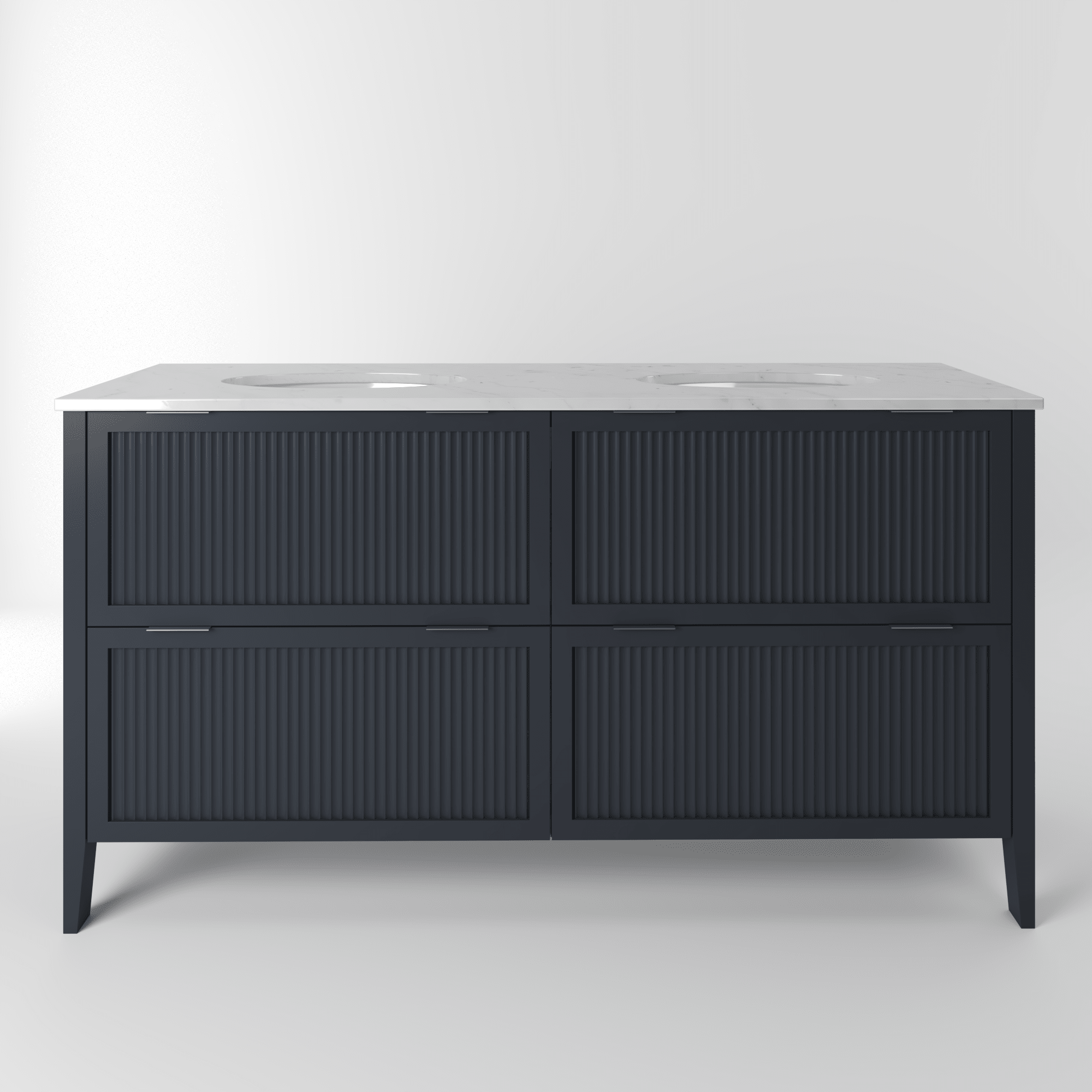 The Clifton | Undermounted | Painted Fluted Double Vanity 1600mm Railings - Mockridge Design