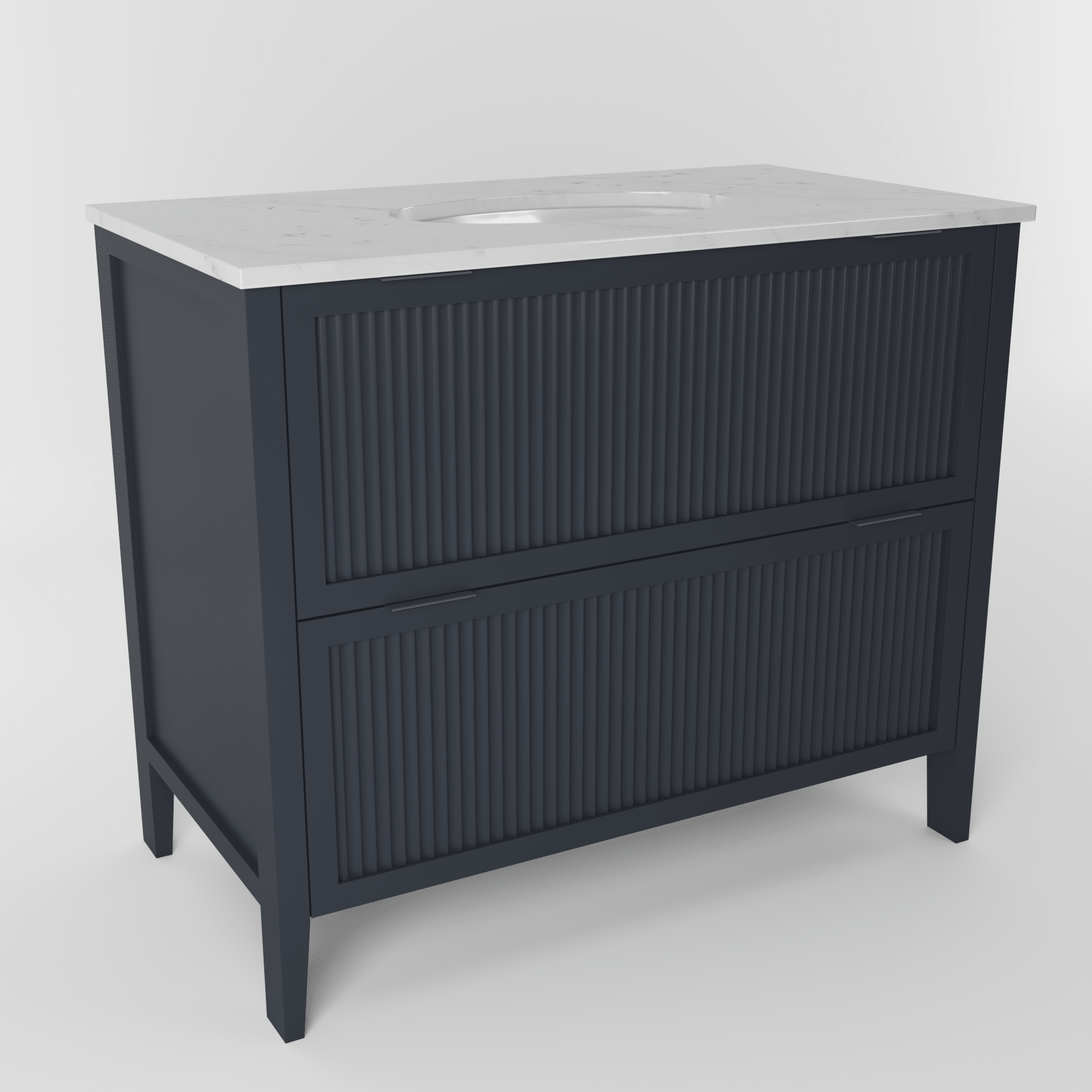The Clifton | Undermounted | Painted Fluted Vanity 1000mm Railings - Mockridge Design