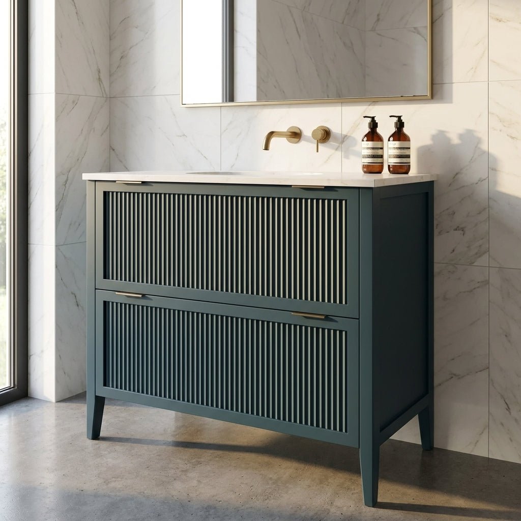 The Clifton | Undermounted | Painted Fluted Vanity 1000mm Stiffkey Blue - Mockridge Design