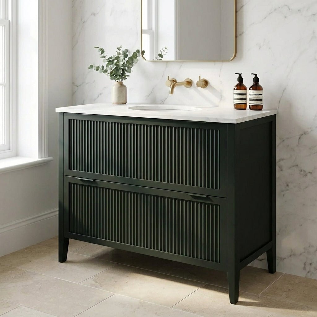 The Clifton | Undermounted | Painted Fluted Vanity 1000mm Studio Green - Mockridge Design