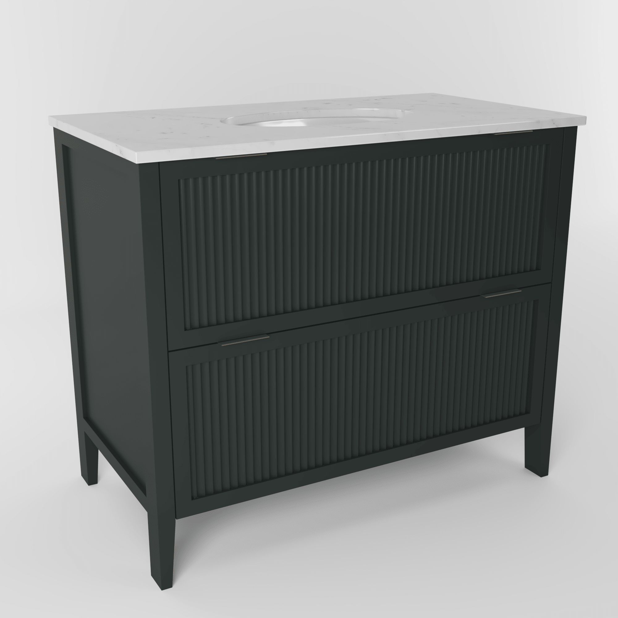 The Clifton | Undermounted | Painted Fluted Vanity 1000mm Studio Green - Mockridge Design